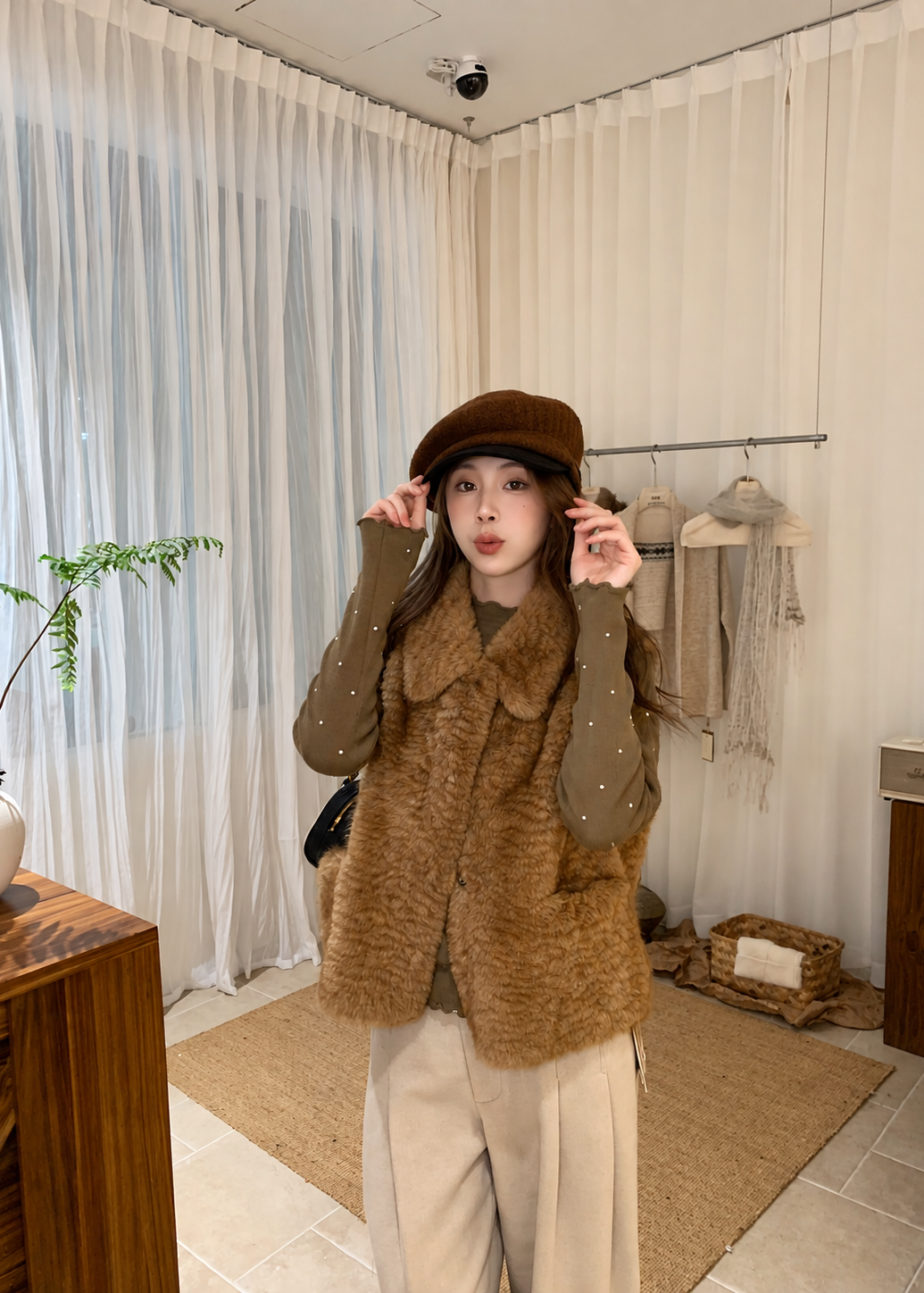 【 Pre-Order 】Hush Faux Fur Collar Vest