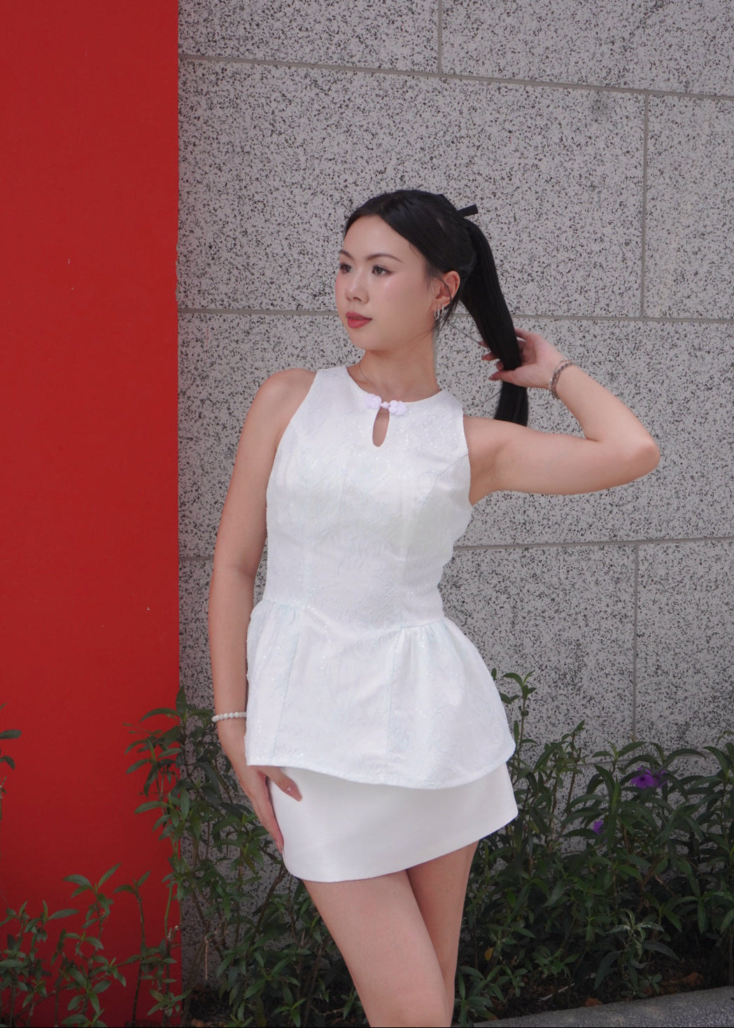 Lace Jacquad Top 素花蕾丝提花上衣