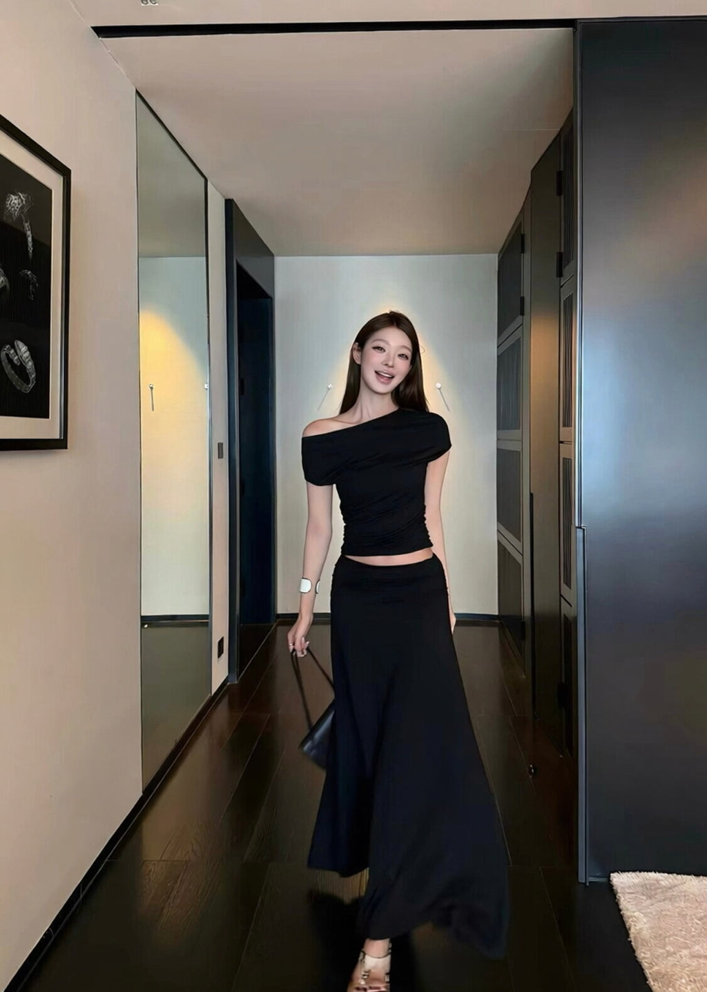【Pre-Order】Mila Off-Shoulder Set - Black