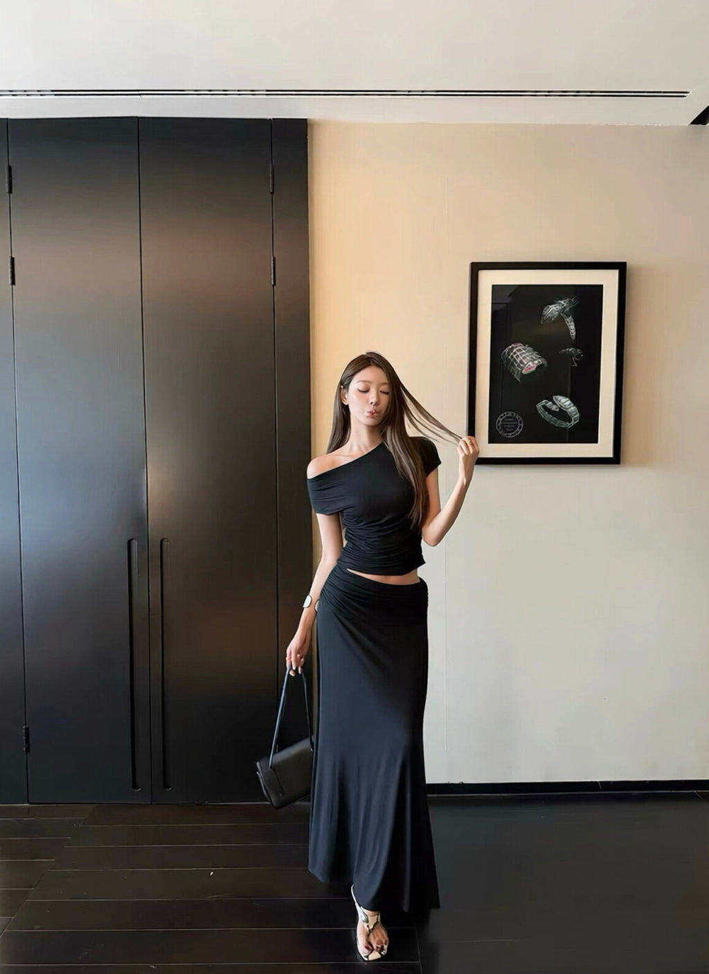 【Pre-Order】Mila Off-Shoulder Set - Black