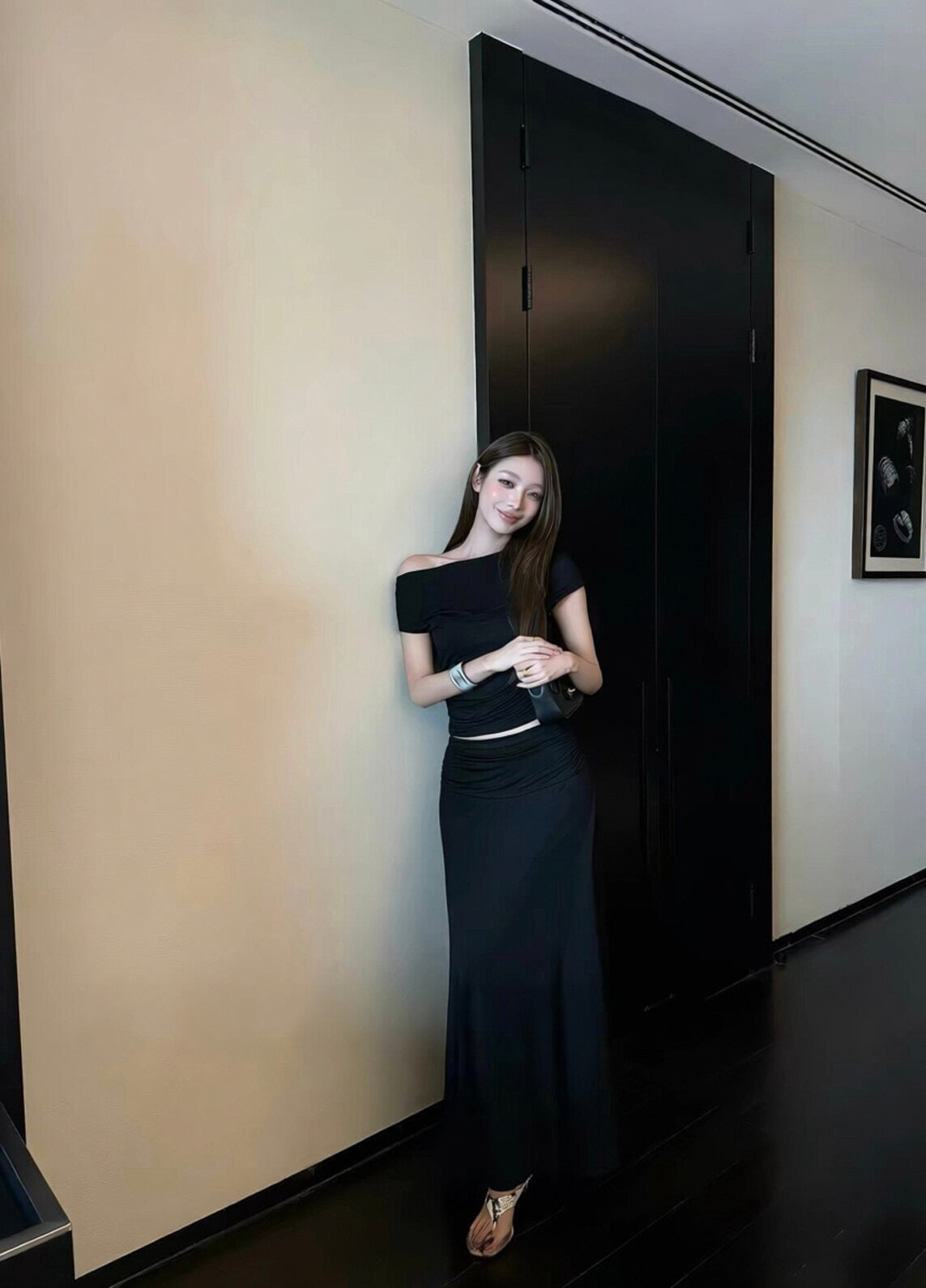 【Pre-Order】Mila Off-Shoulder Set - Black