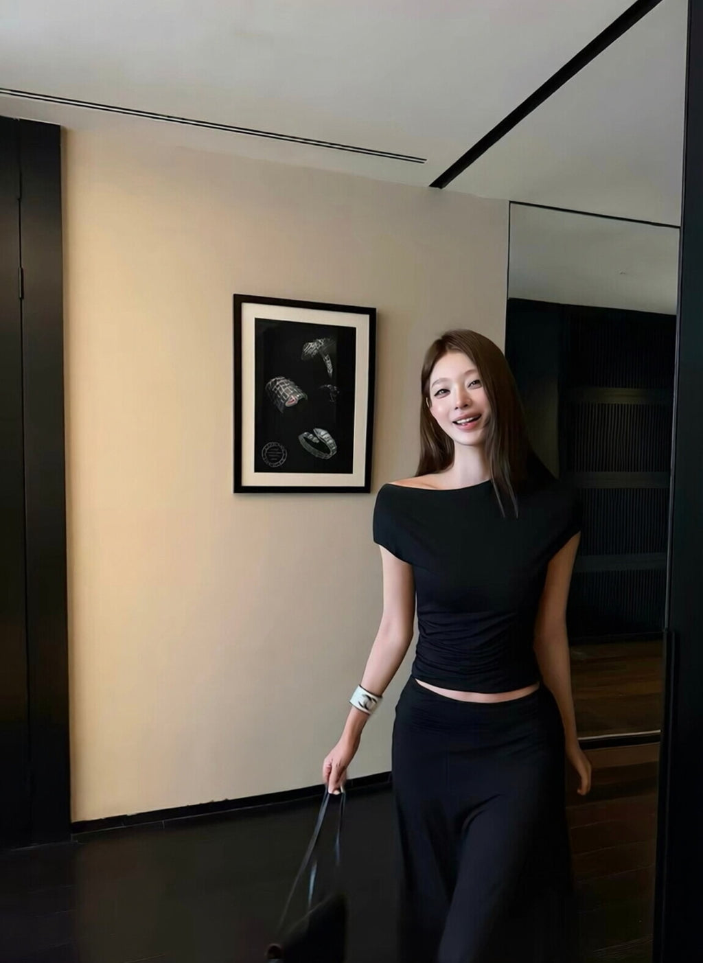 【Pre-Order】Mila Off-Shoulder Set - Black