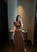 【Pre-Order】Mila Off-Shoulder Set - Brown