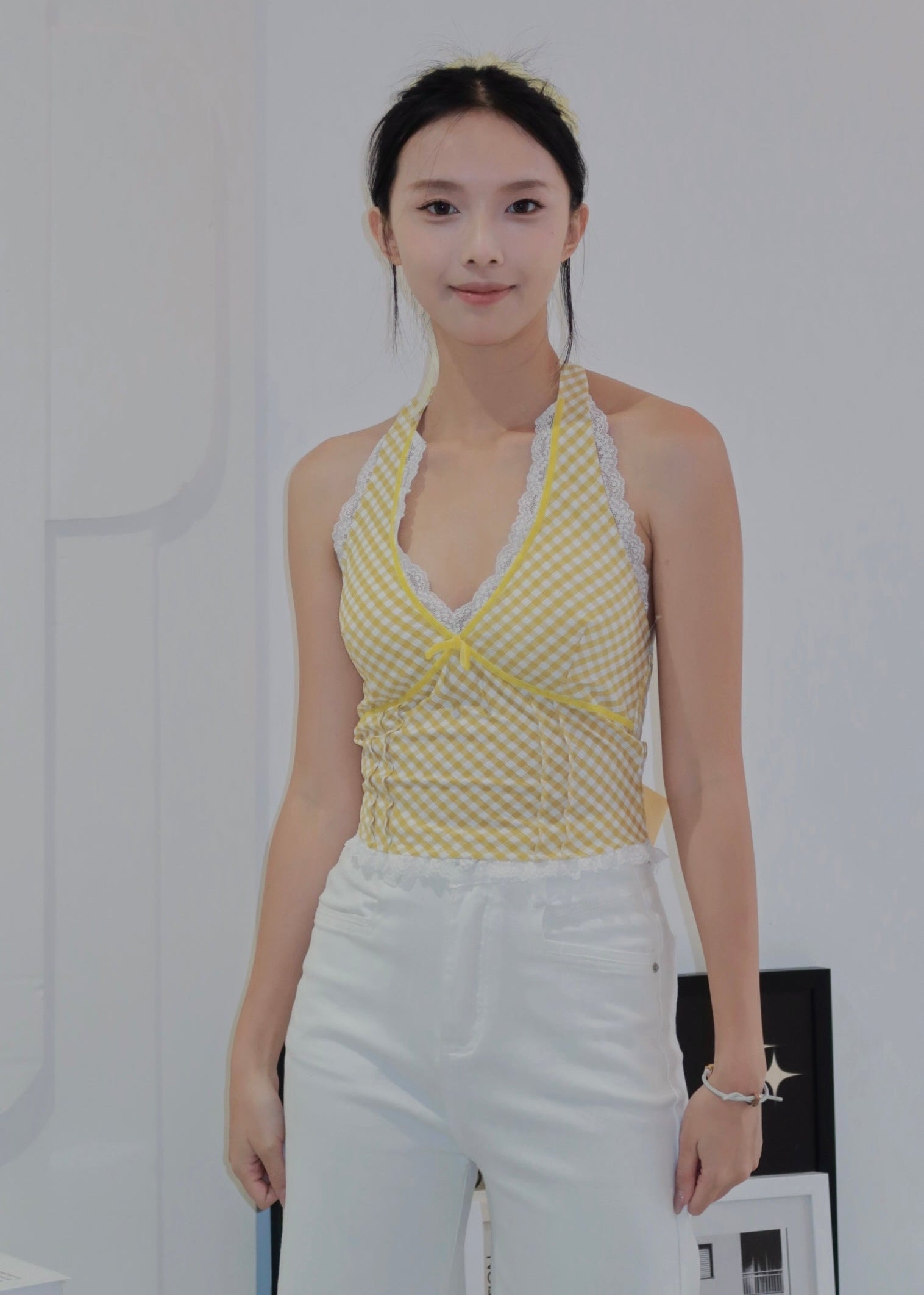 Chic Bow Halter Top - Yellow
