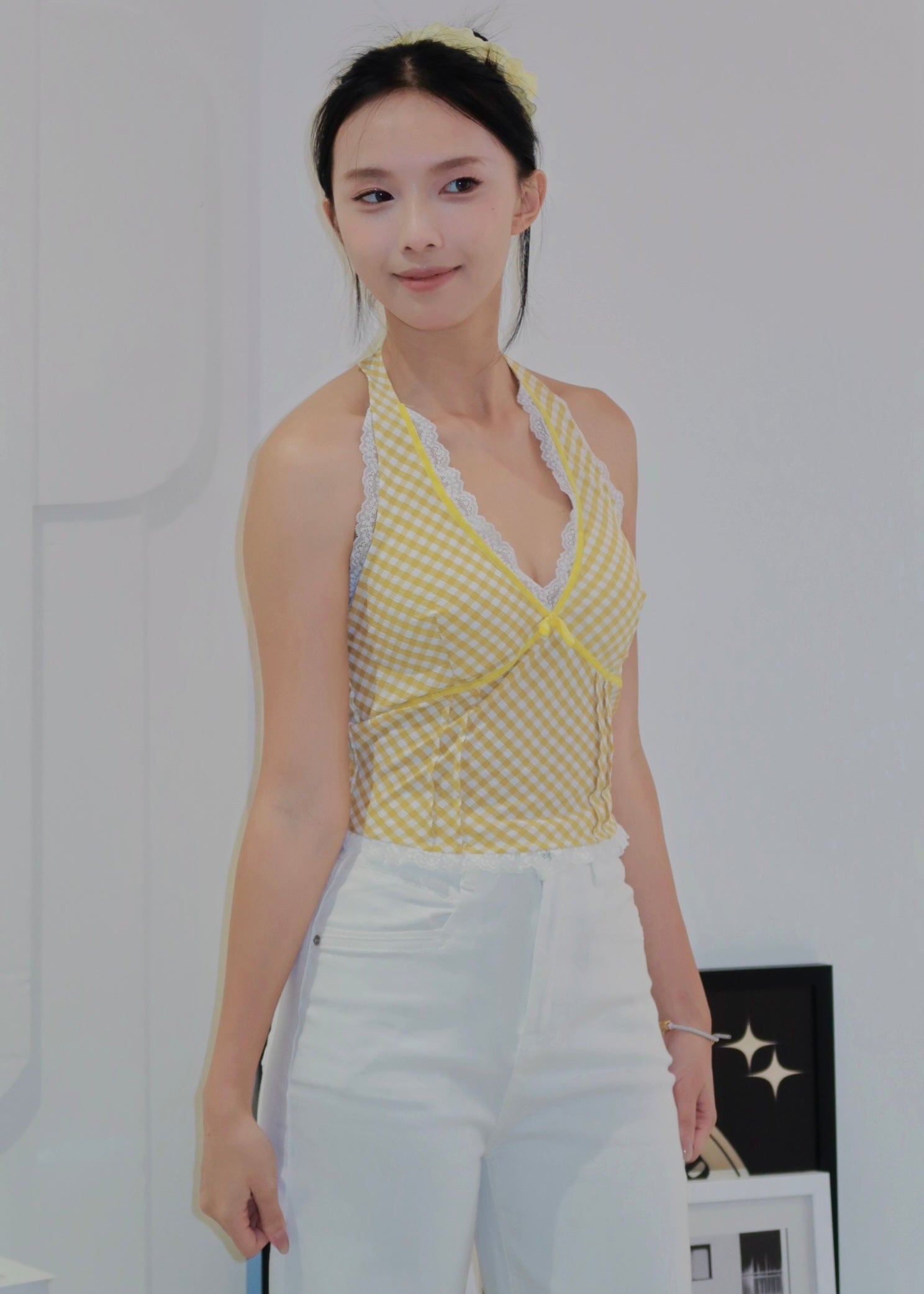 Chic Bow Halter Top - Yellow