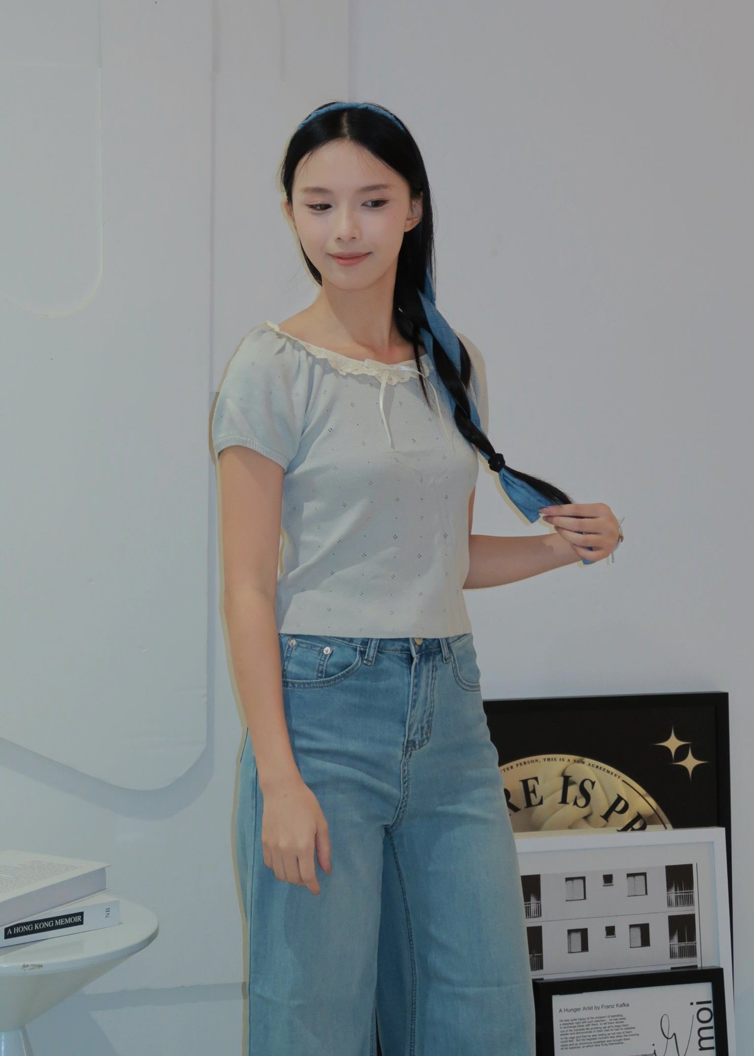 Puff Ruffle Top - Blue