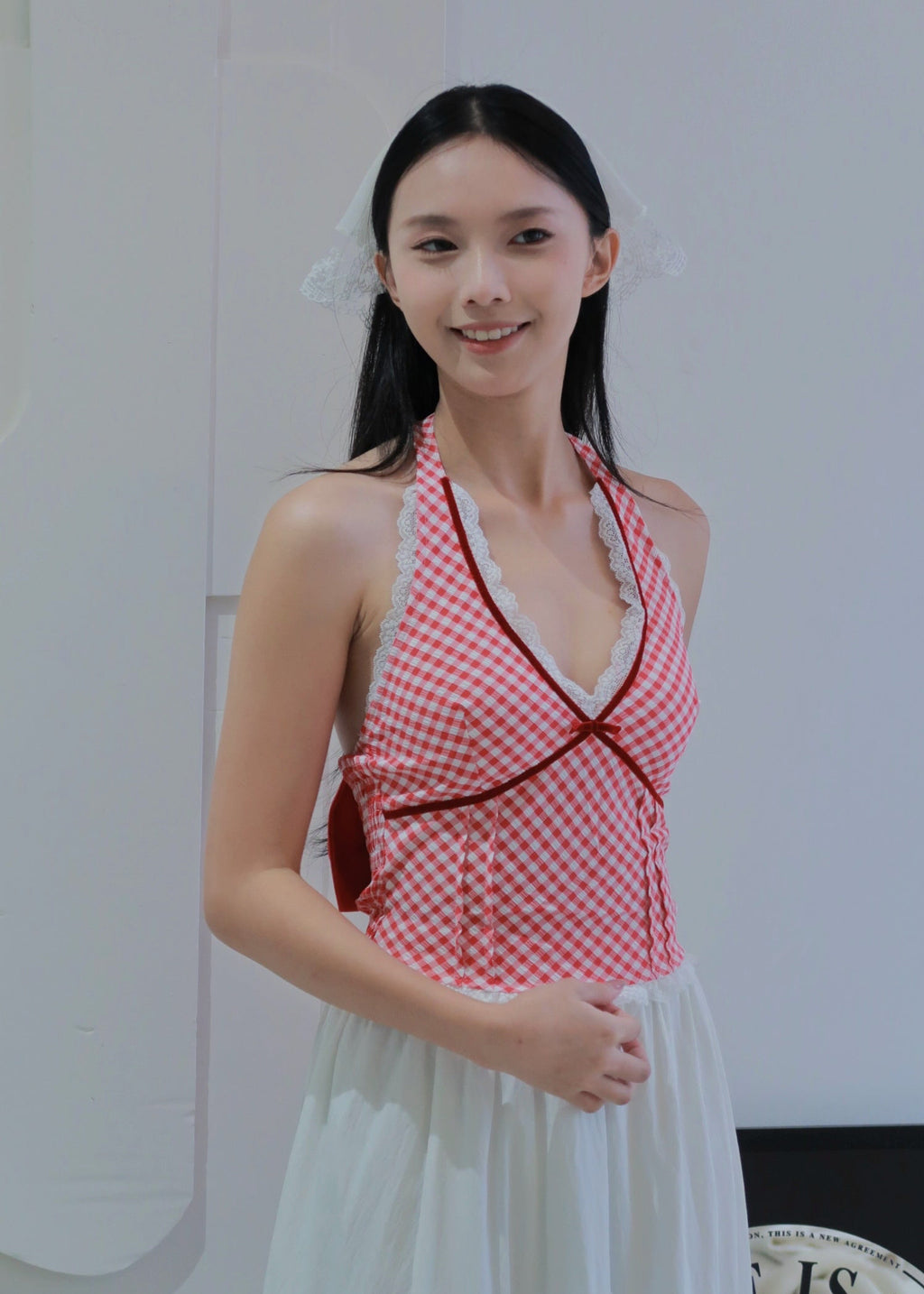 Chic Bow Halter Top - Red