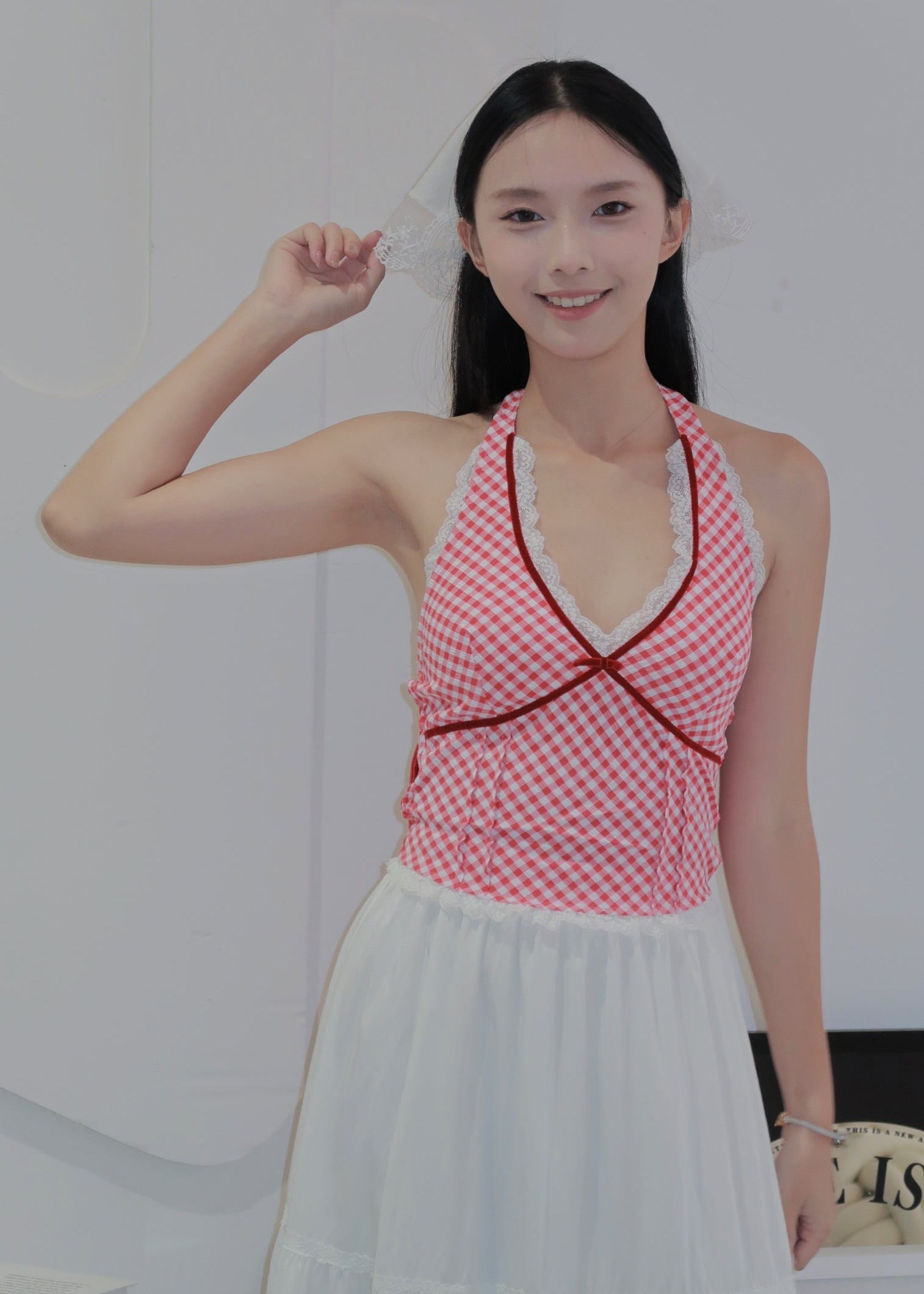 Chic Bow Halter Top - Red