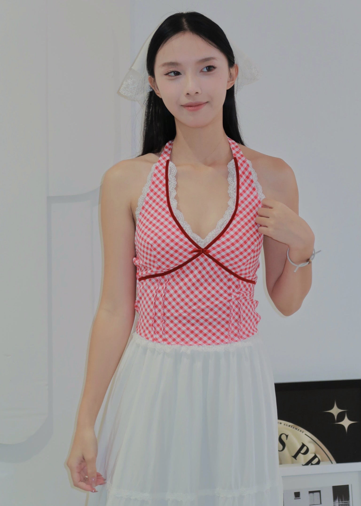 Chic Bow Halter Top - Red