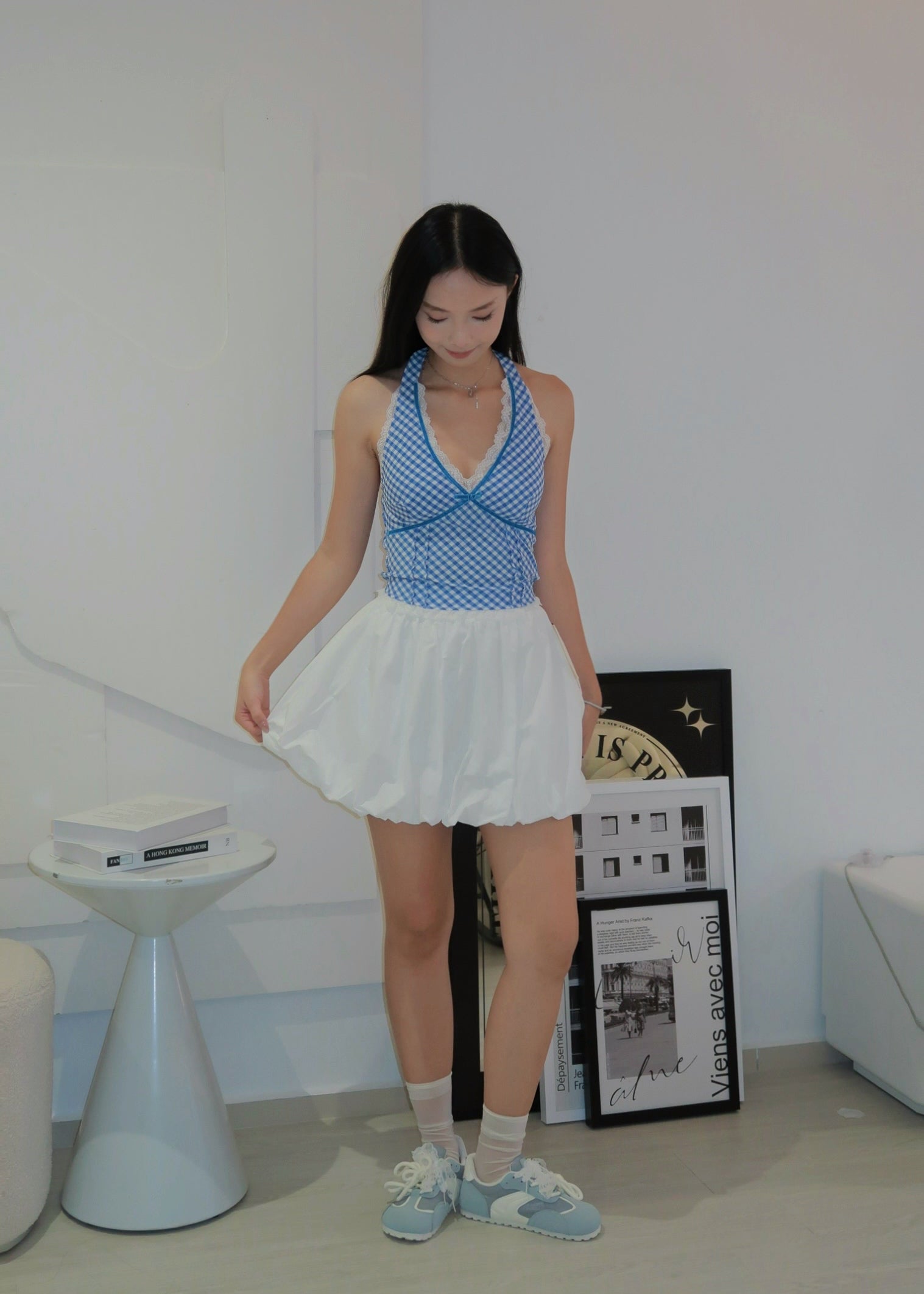 Chic Bow Halter Top - Blue