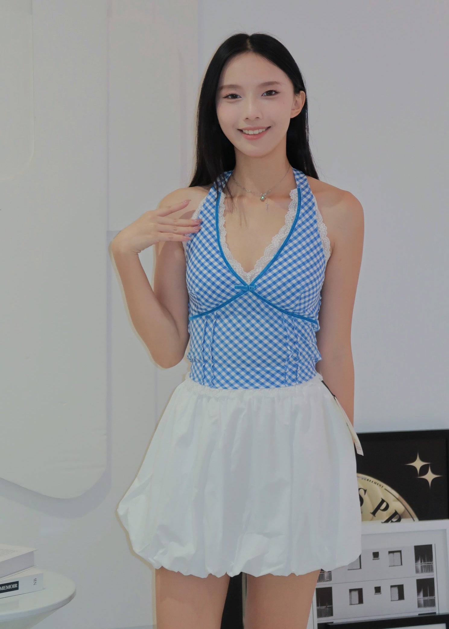 Chic Bow Halter Top - Blue