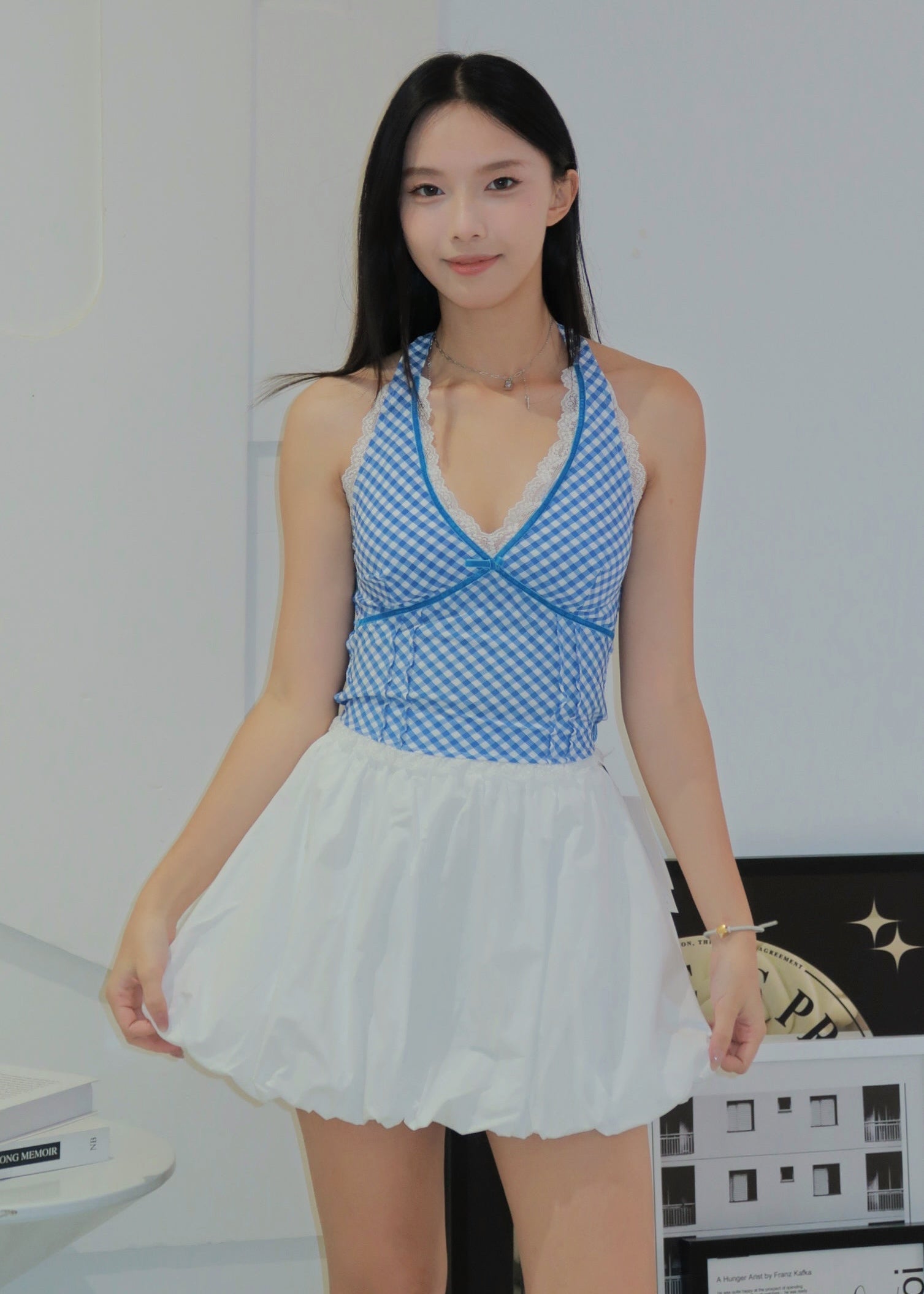 Chic Bow Halter Top - Blue