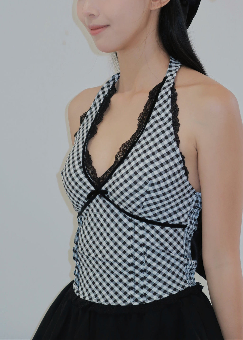 Chic Bow Halter Top - Black