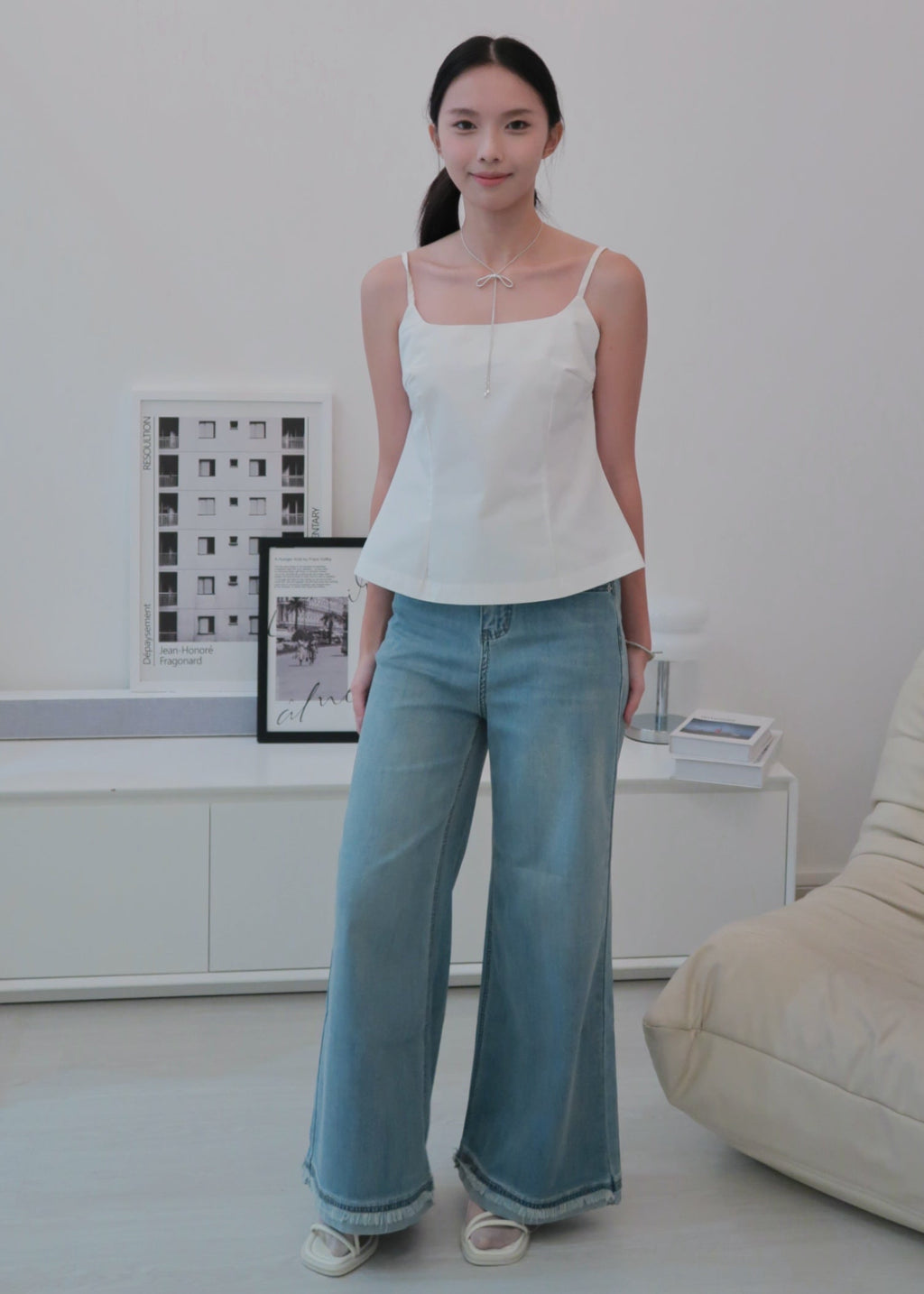 Twist Back Cami - White