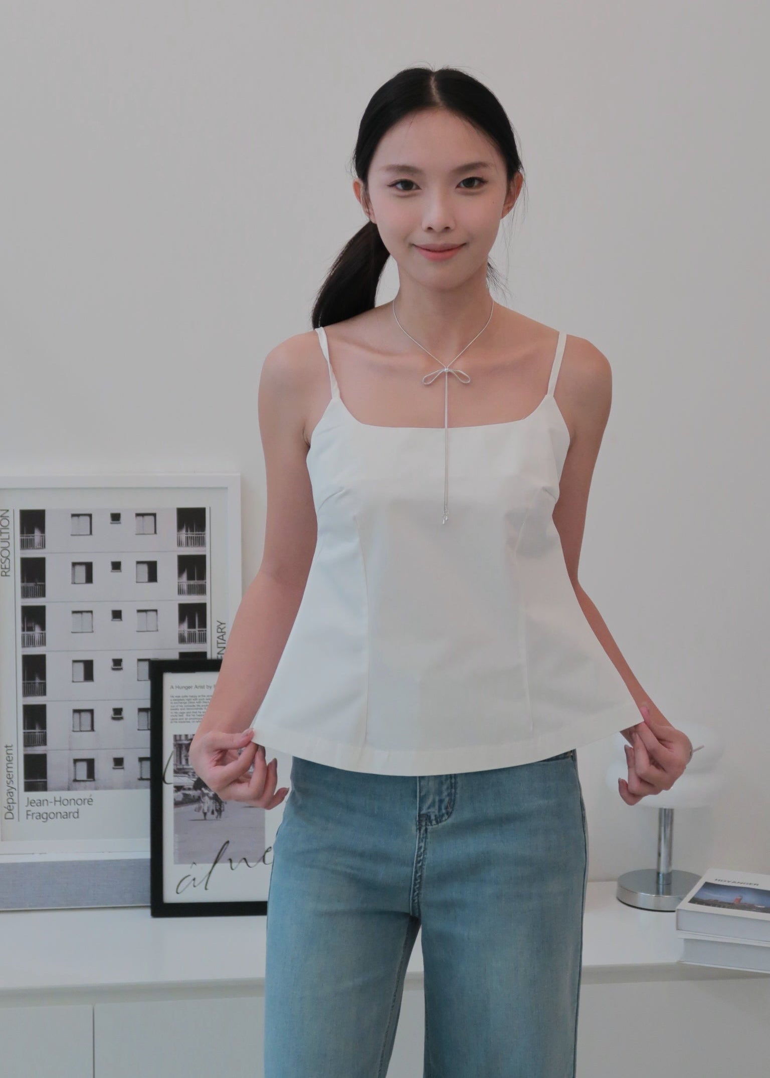 Twist Back Cami - White