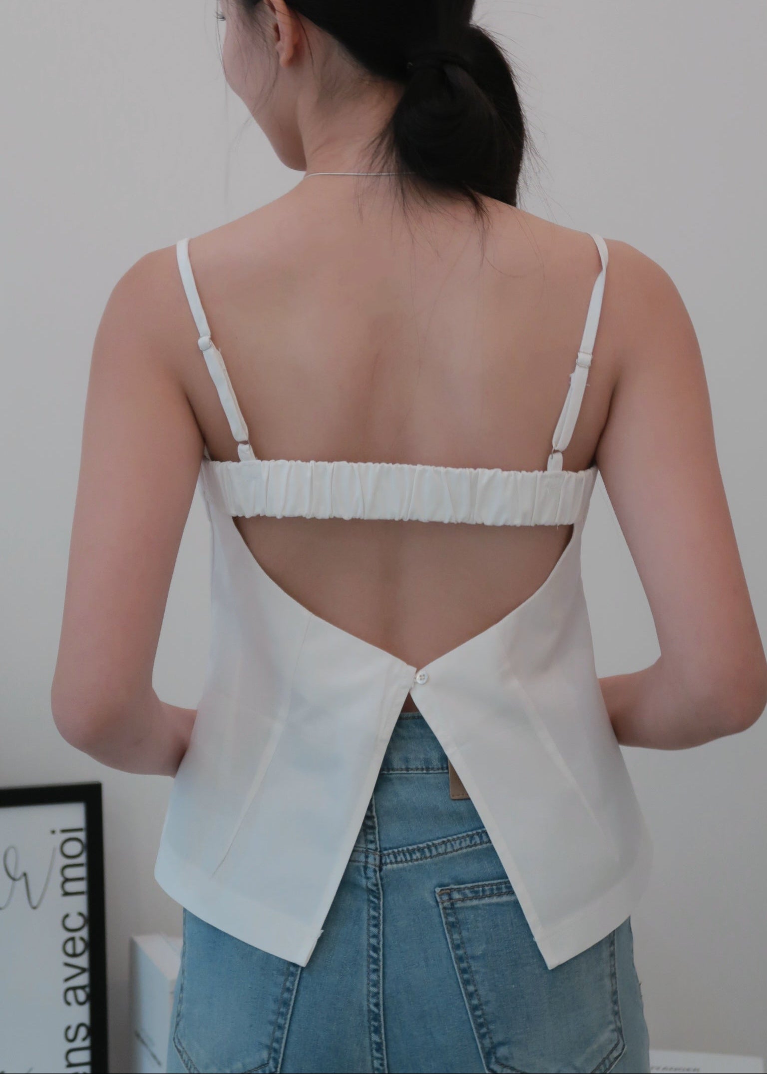 Twist Back Cami - White