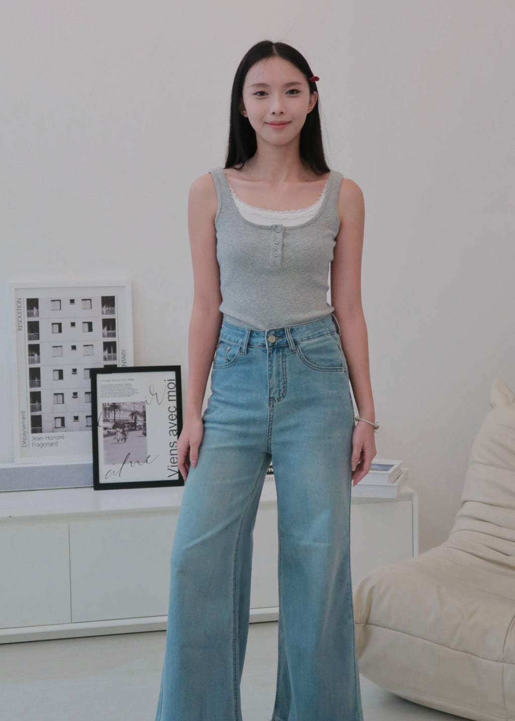 Everyday Duo Lace Top - Grey