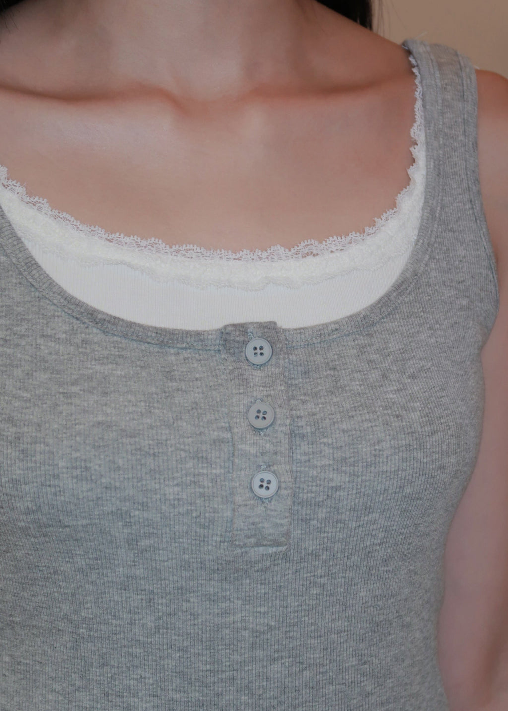Everyday Duo Lace Top - Grey