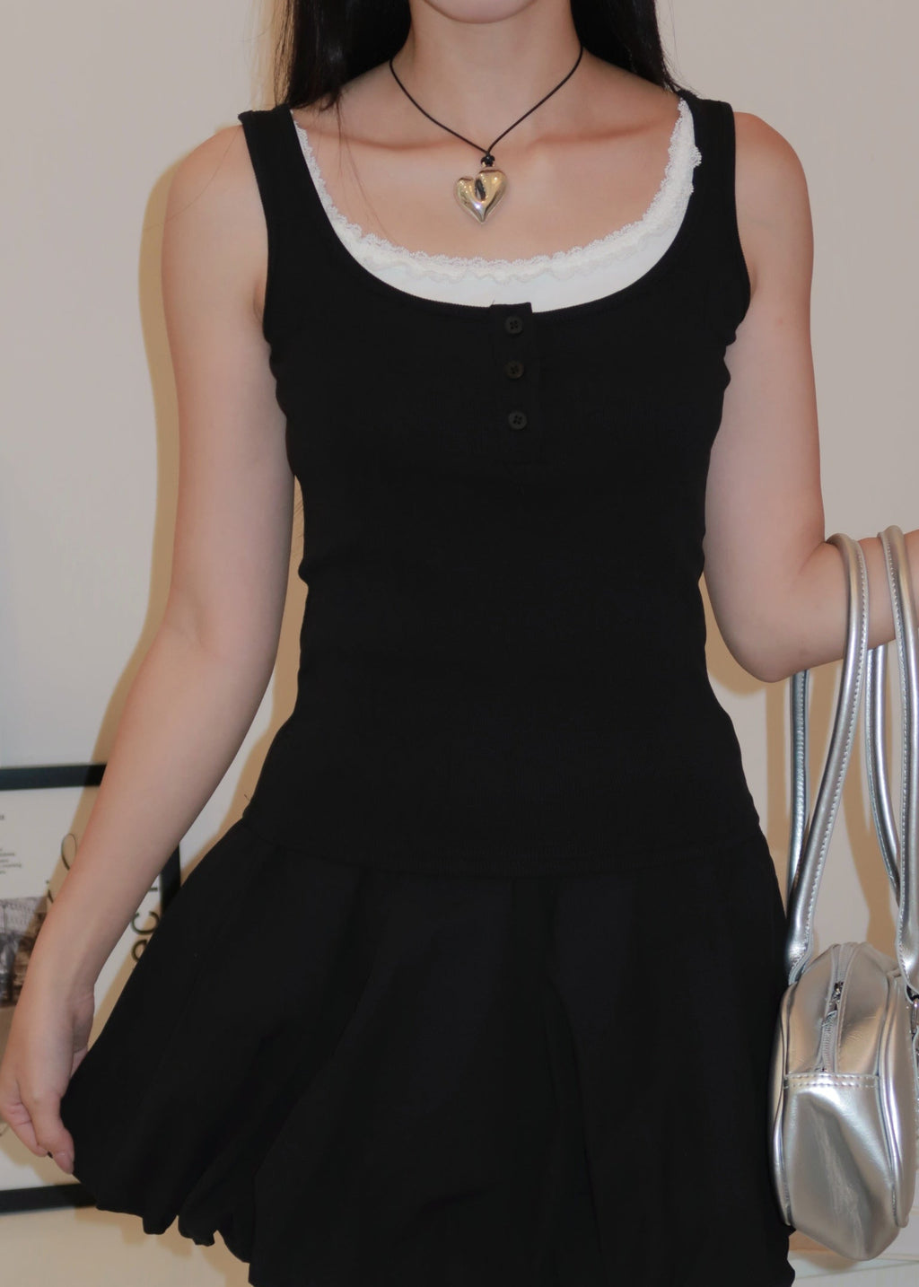 Everyday Duo Lace Top - Black