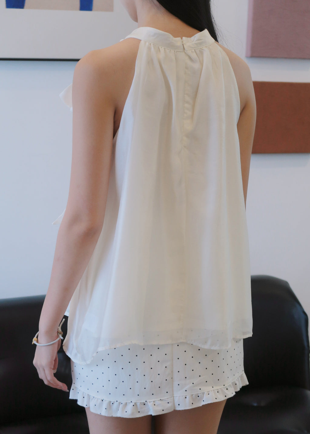 Floaty Tie Halter Top - White