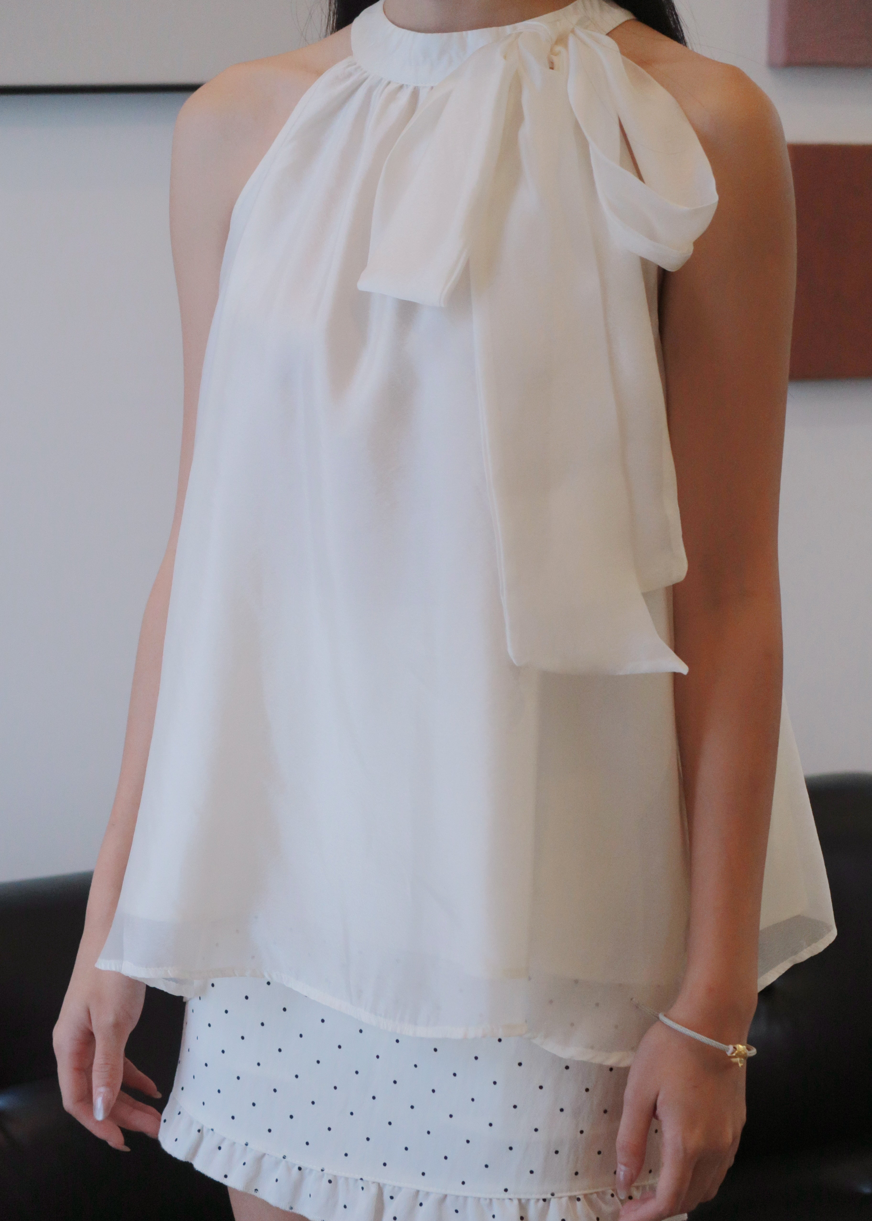 Floaty Tie Halter Top - White