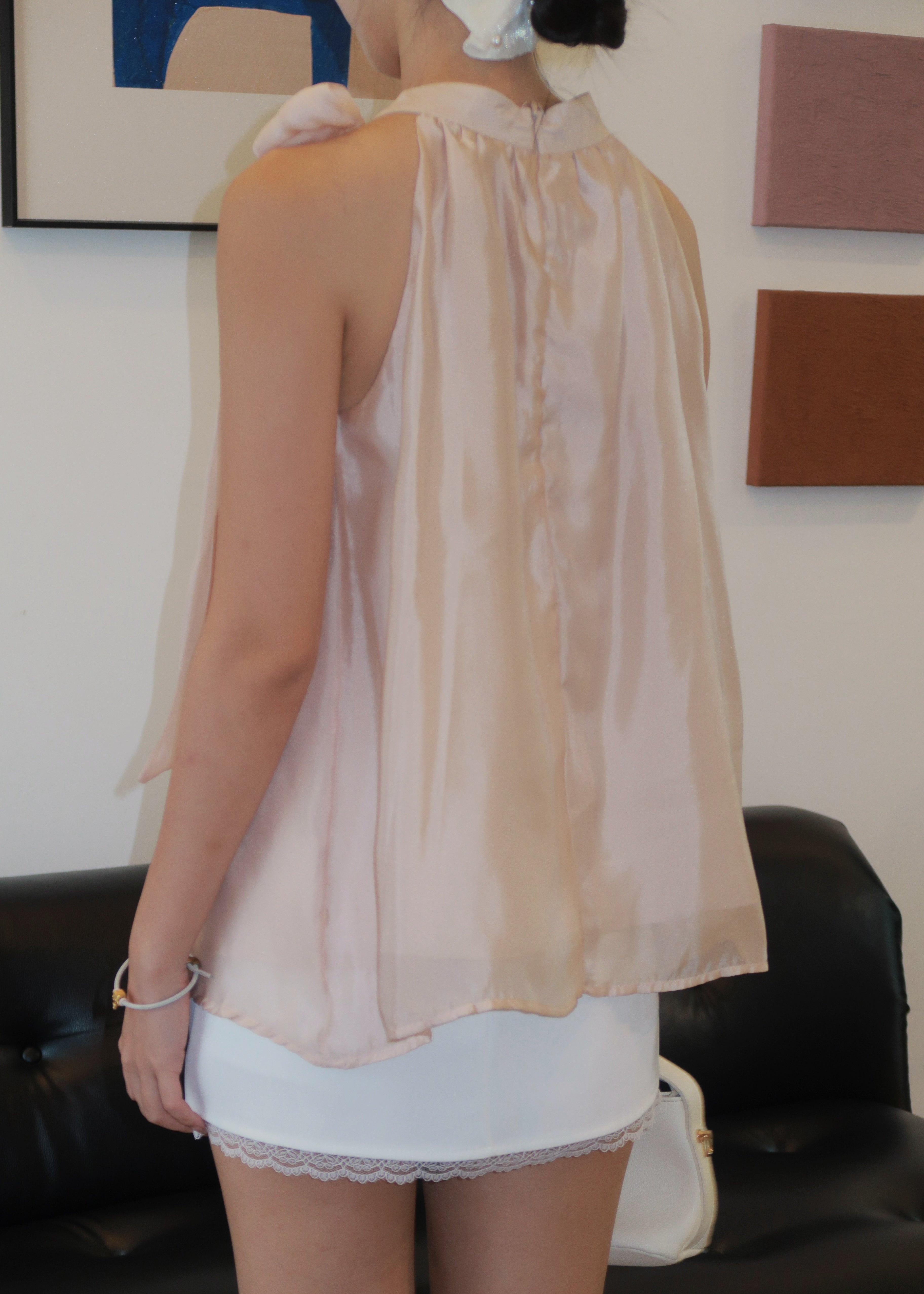 Floaty Tie Halter Top - Pink