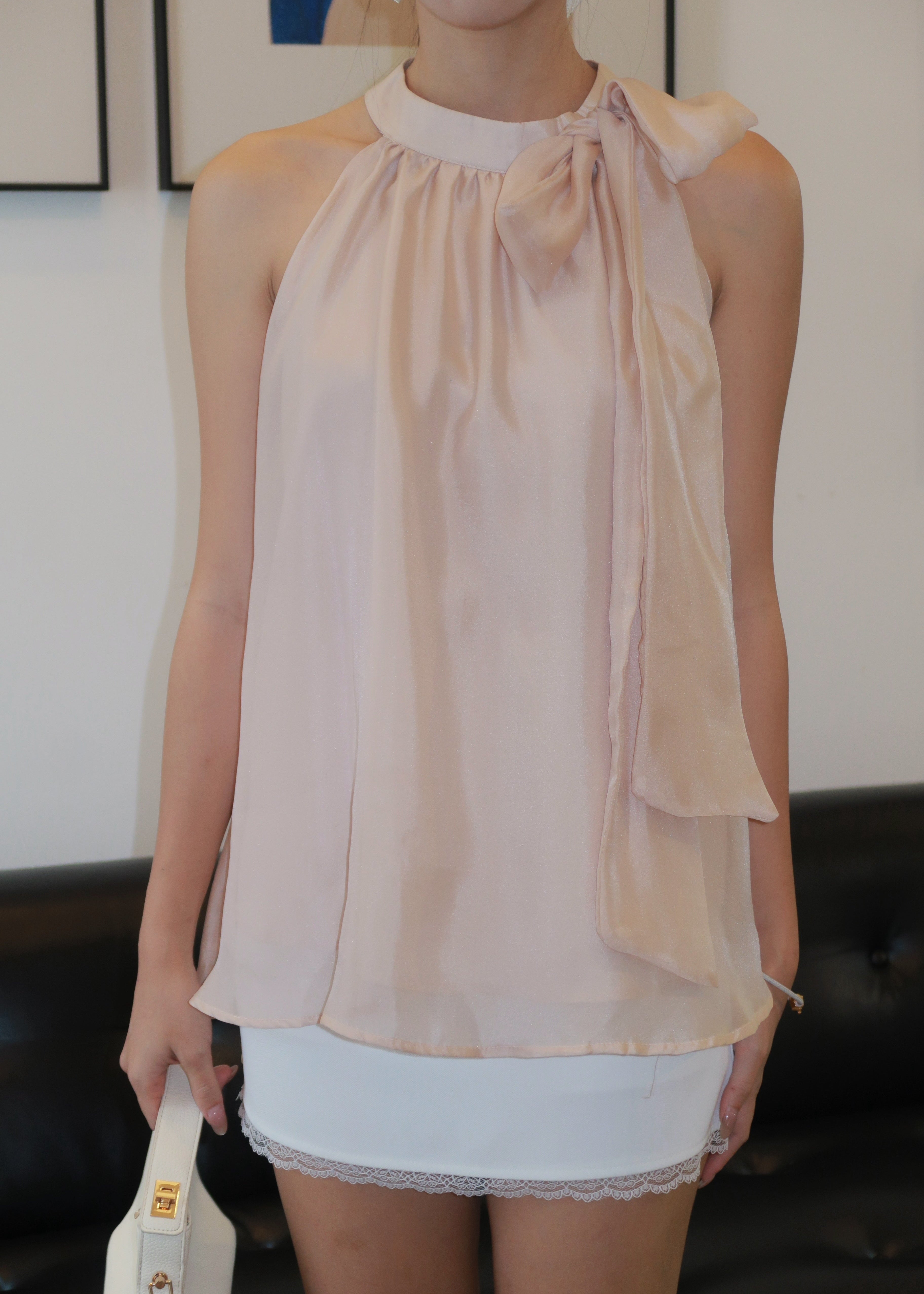 Floaty Tie Halter Top - Pink