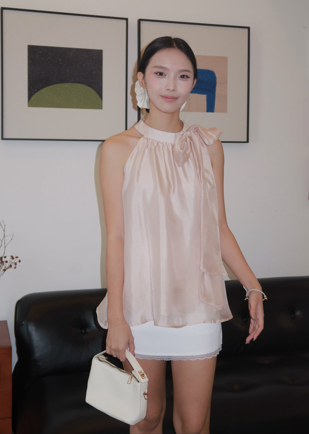 Floaty Tie Halter Top - Pink