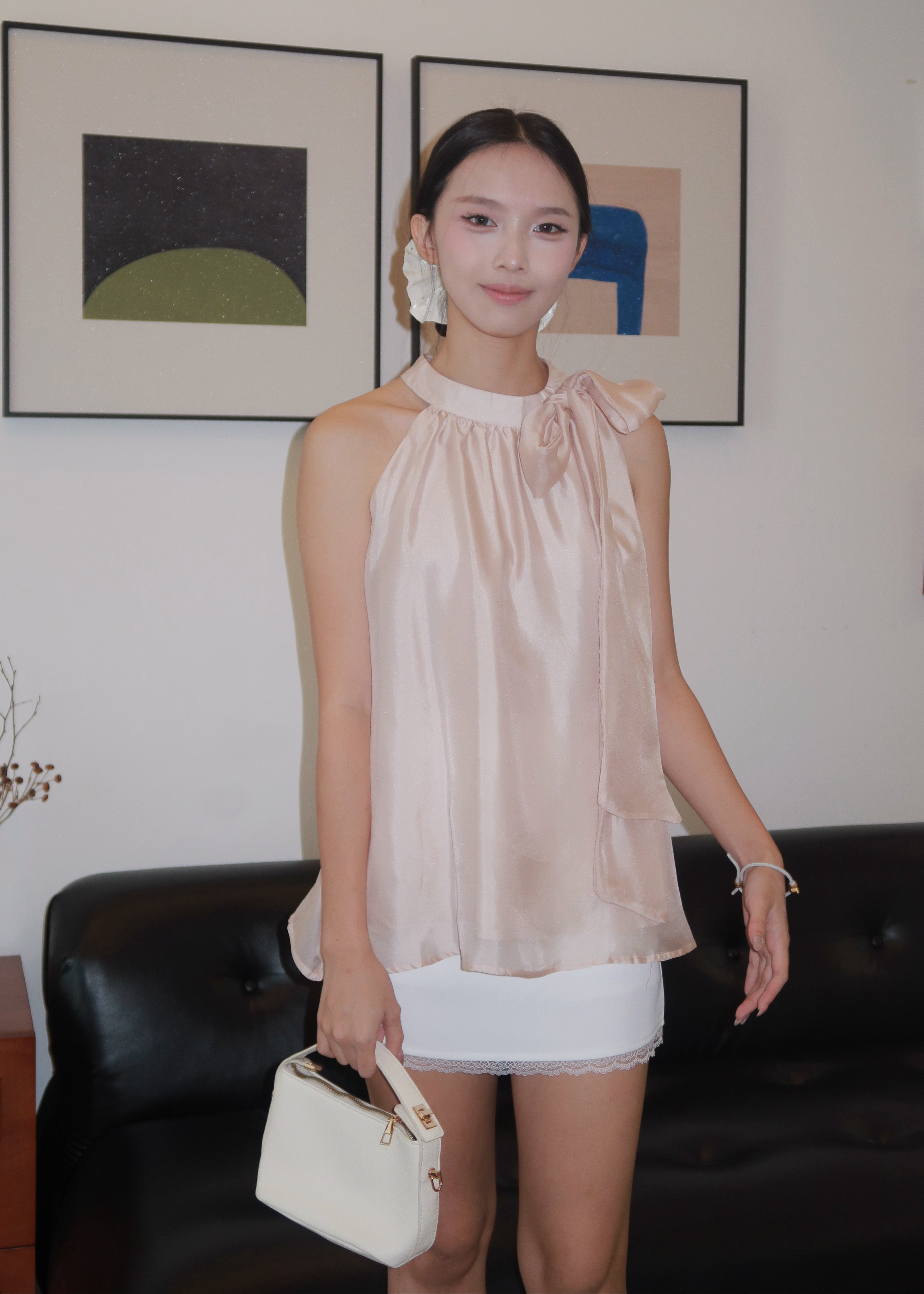 Floaty Tie Halter Top - Pink