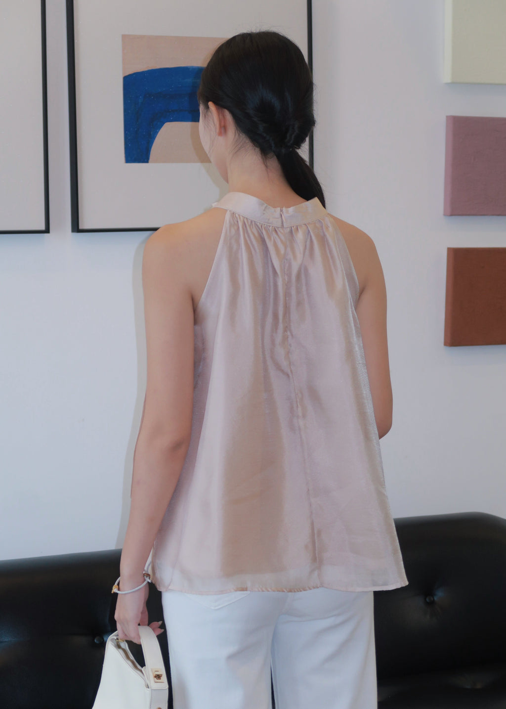 Floaty Tie Halter Top - Champagne