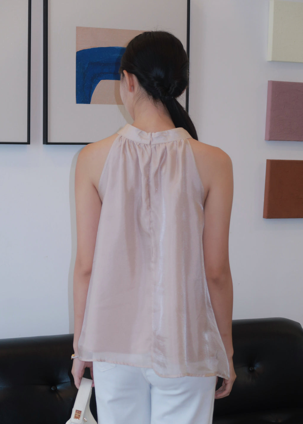 Floaty Tie Halter Top - Champagne