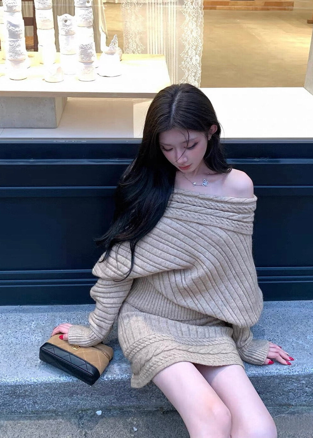【 Pre-Order】Vanya Off-Shoulder Knit Set