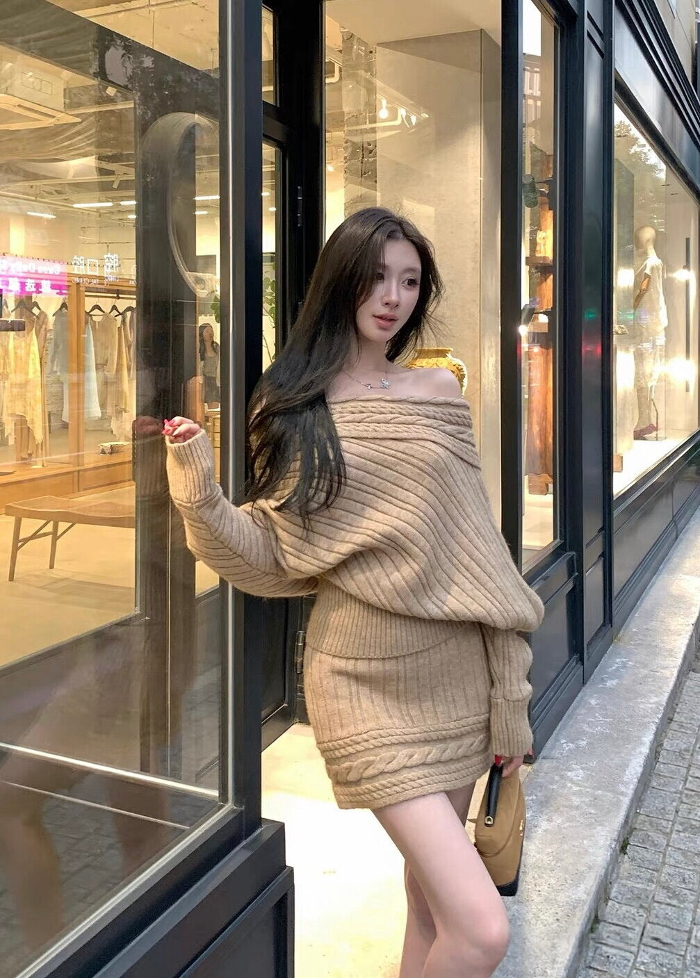 【 Pre-Order】Vanya Off-Shoulder Knit Set