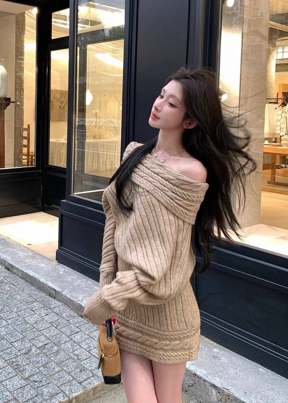 【 Pre-Order】Vanya Off-Shoulder Knit Set