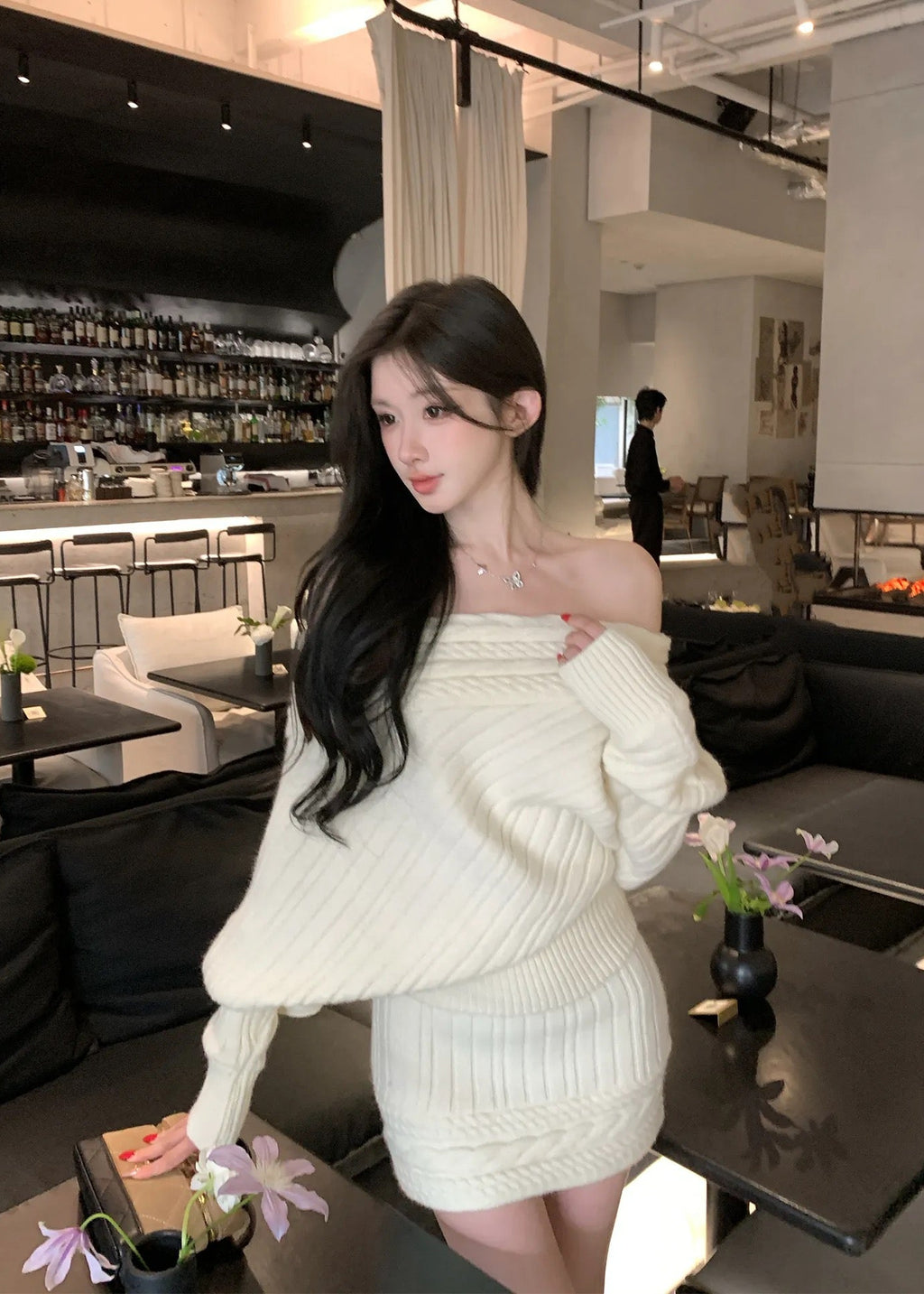 【 Pre-Order】Vanya Off-Shoulder Knit Set