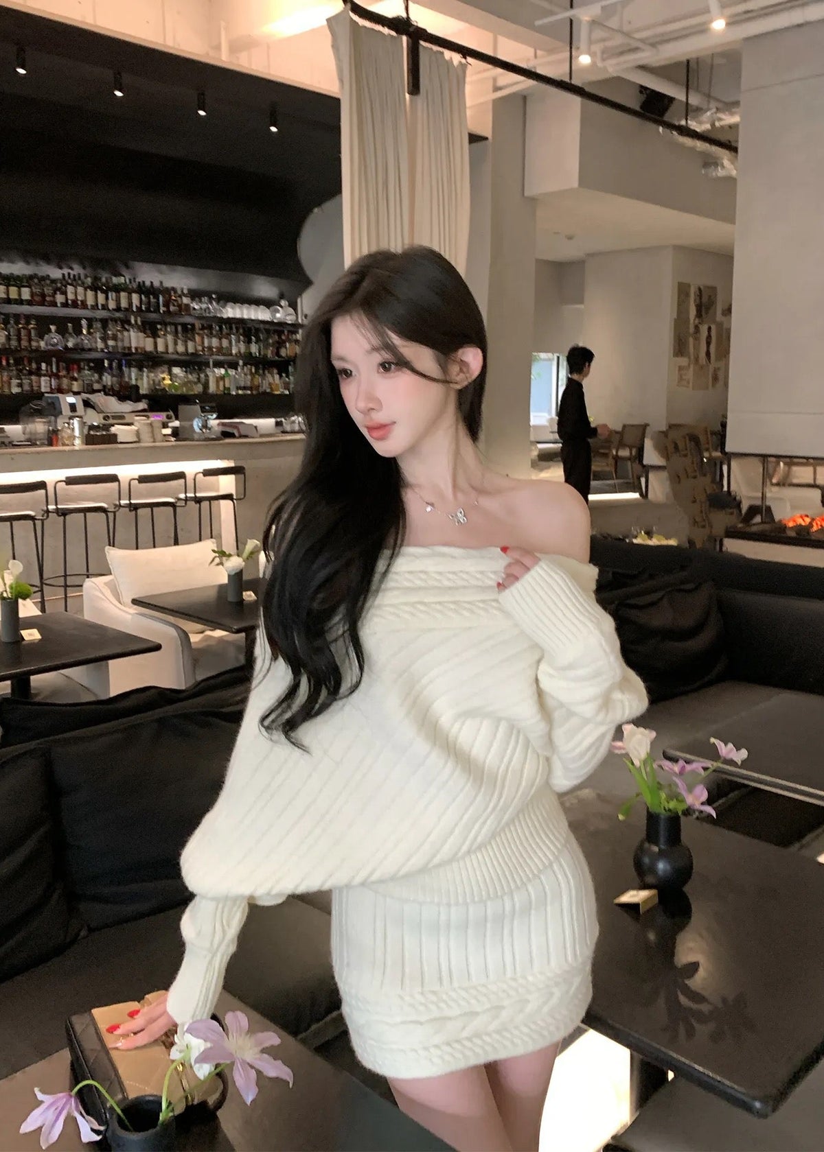 【 Pre-Order】Vanya Off-Shoulder Knit Set