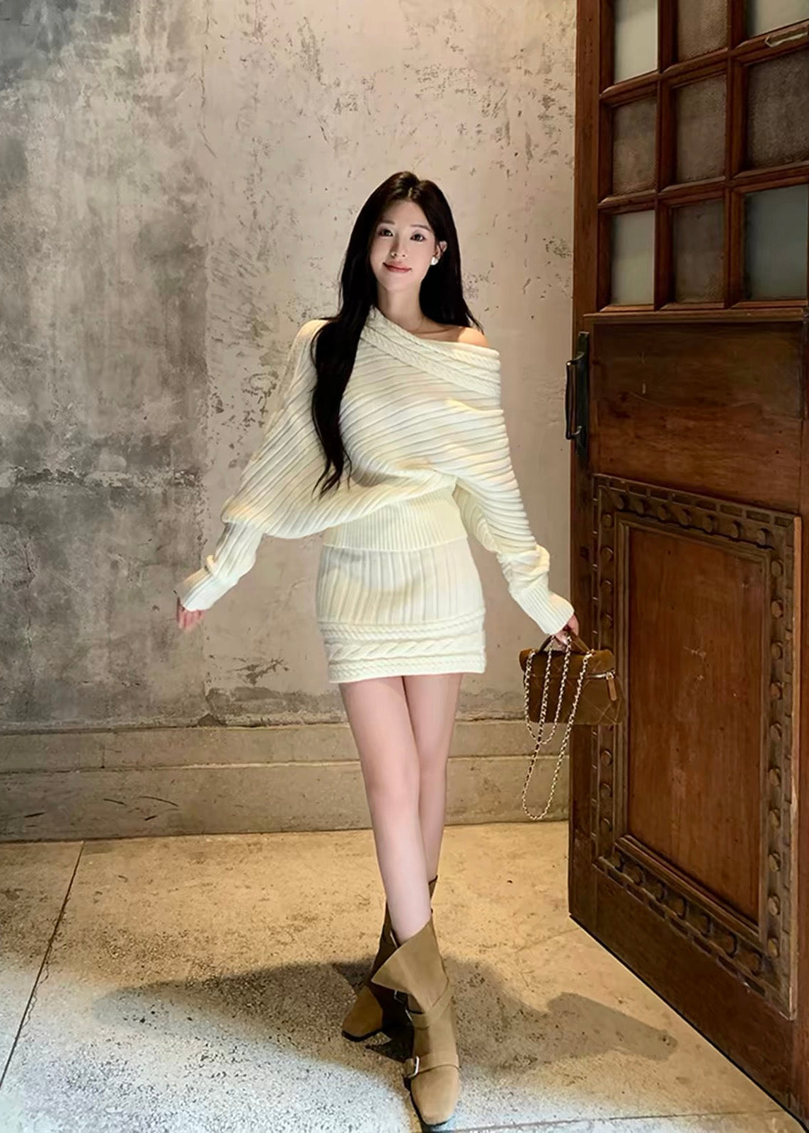 【 Pre-Order】Vanya Off-Shoulder Knit Set