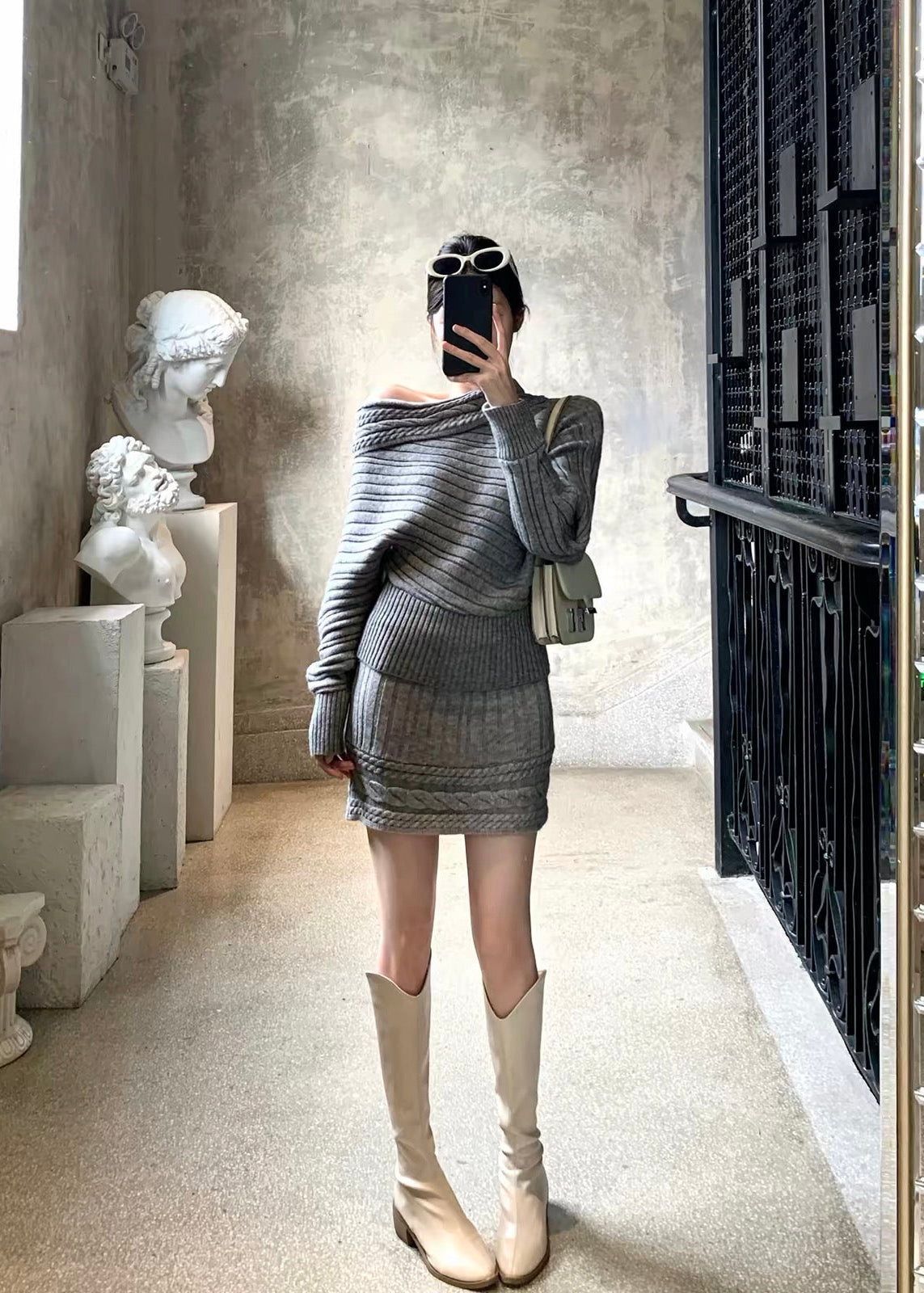【 Pre-Order】Vanya Off-Shoulder Knit Set