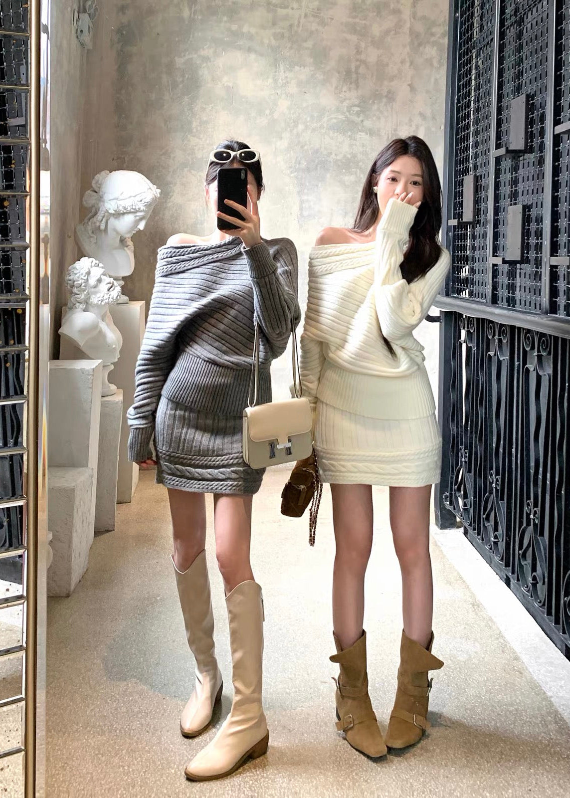 【 Pre-Order】Vanya Off-Shoulder Knit Set