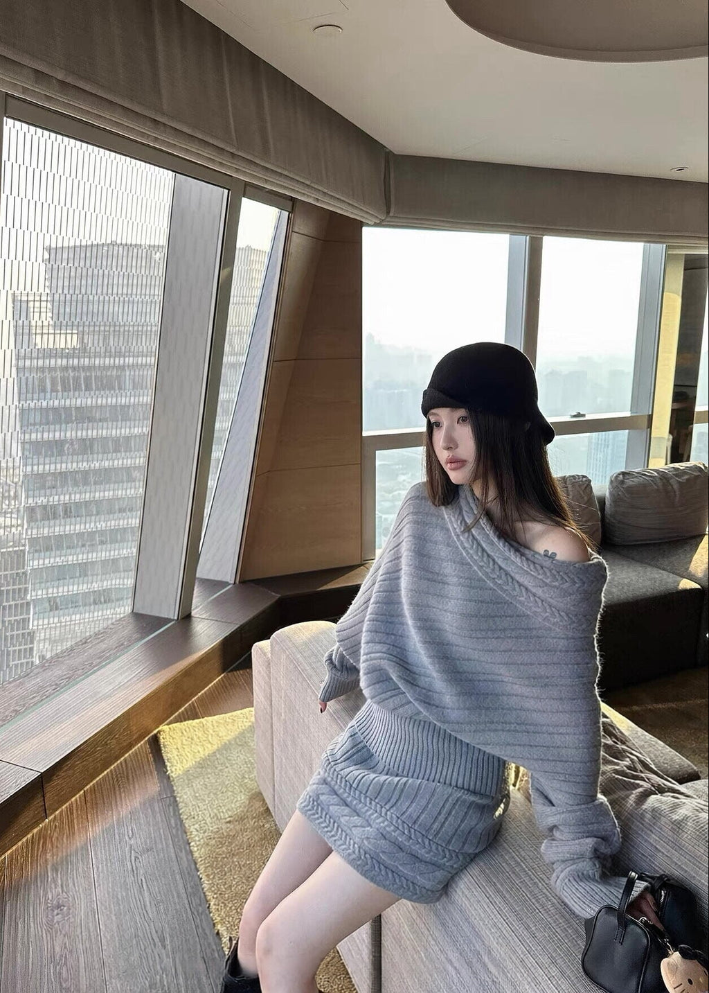 【 Pre-Order】Vanya Off-Shoulder Knit Set