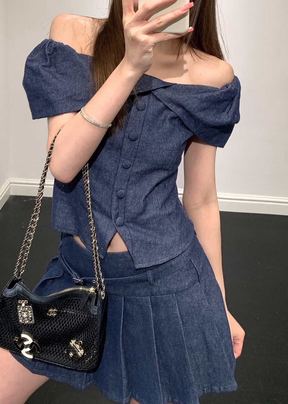 Remi Pleated Denim Set