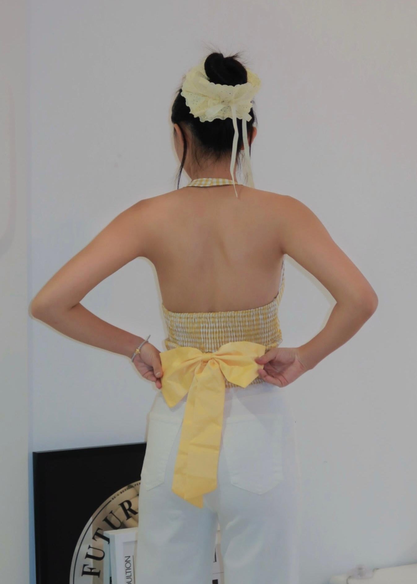 Chic Bow Halter Top - Yellow
