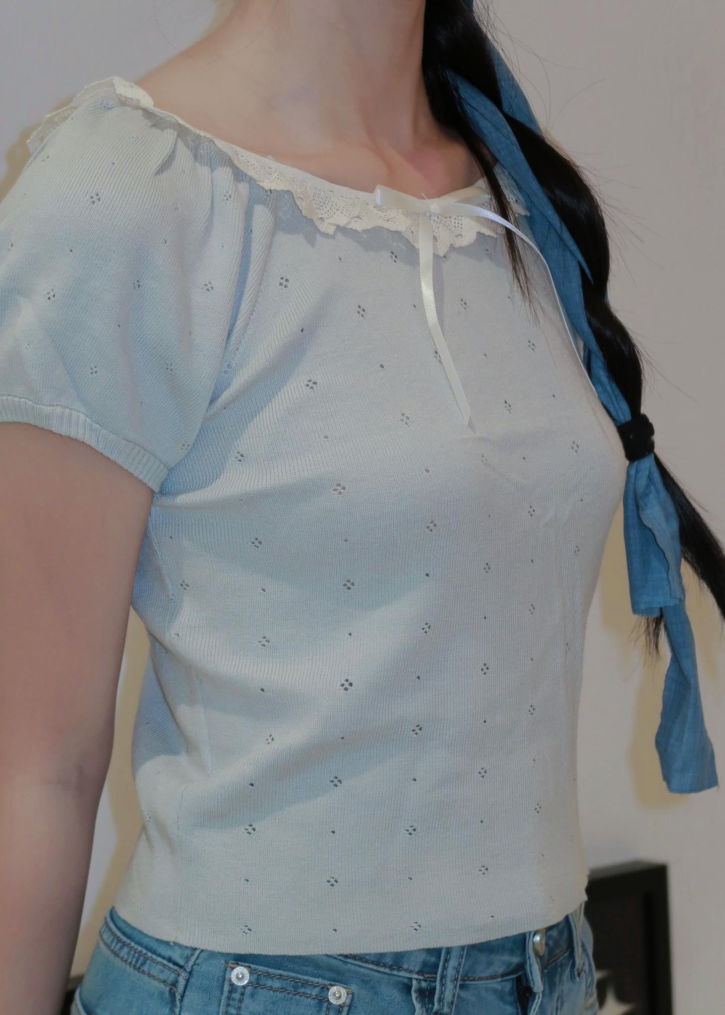 Puff Ruffle Top - Blue