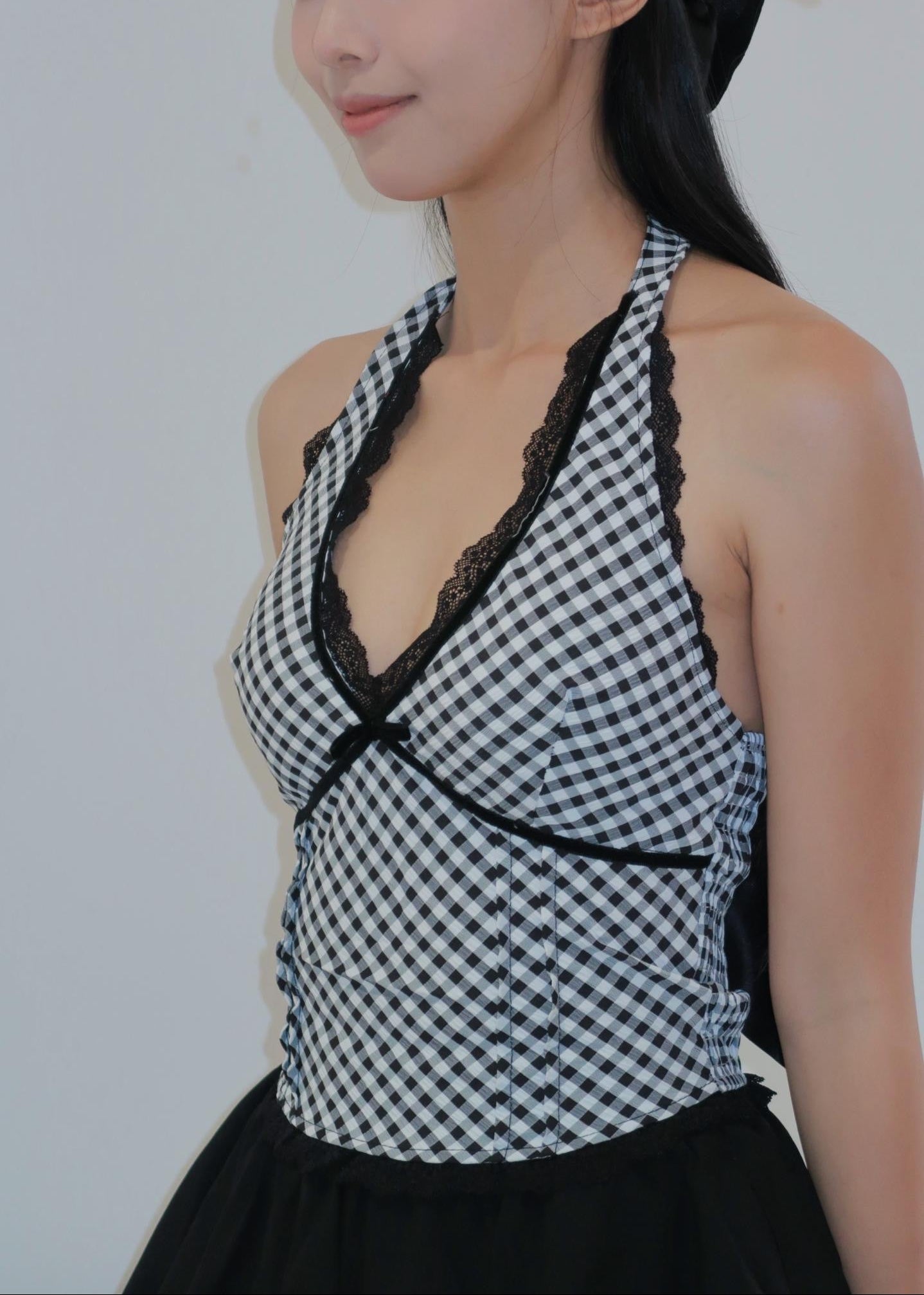 Chic Bow Halter Top - Black