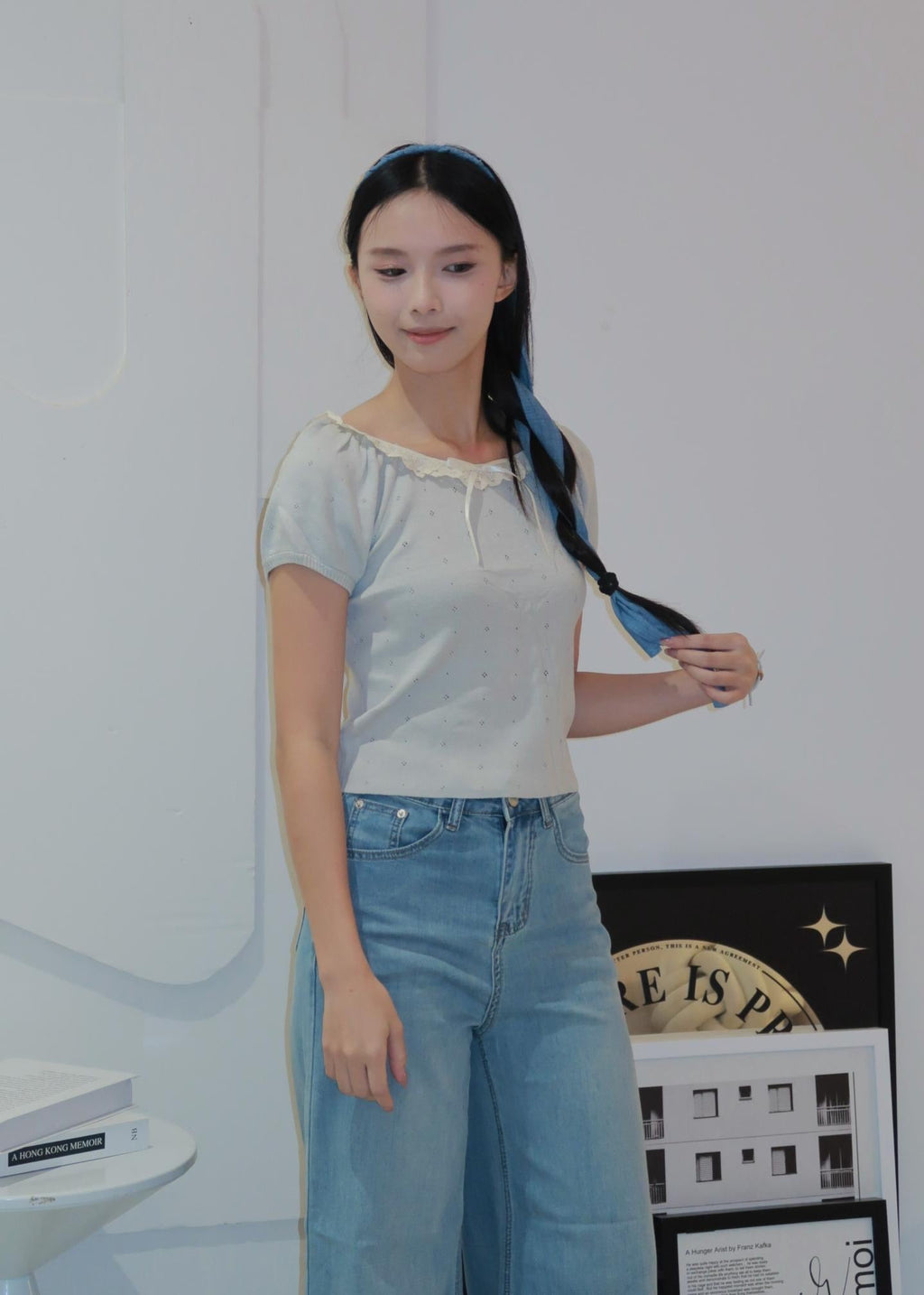 Puff Ruffle Top - Blue