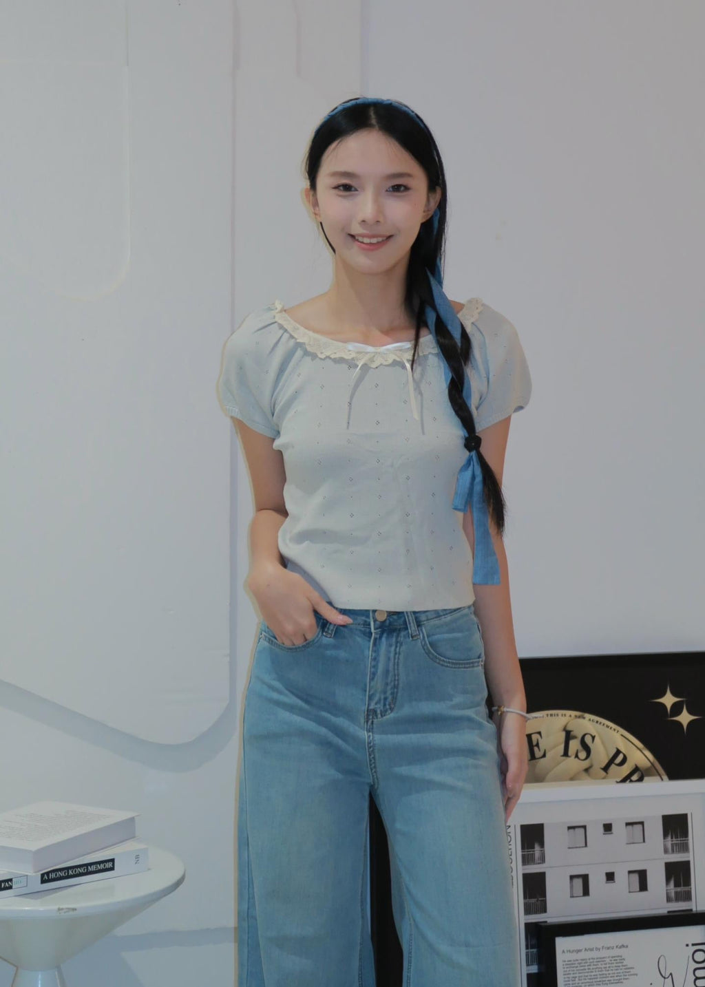 Puff Ruffle Top - Blue