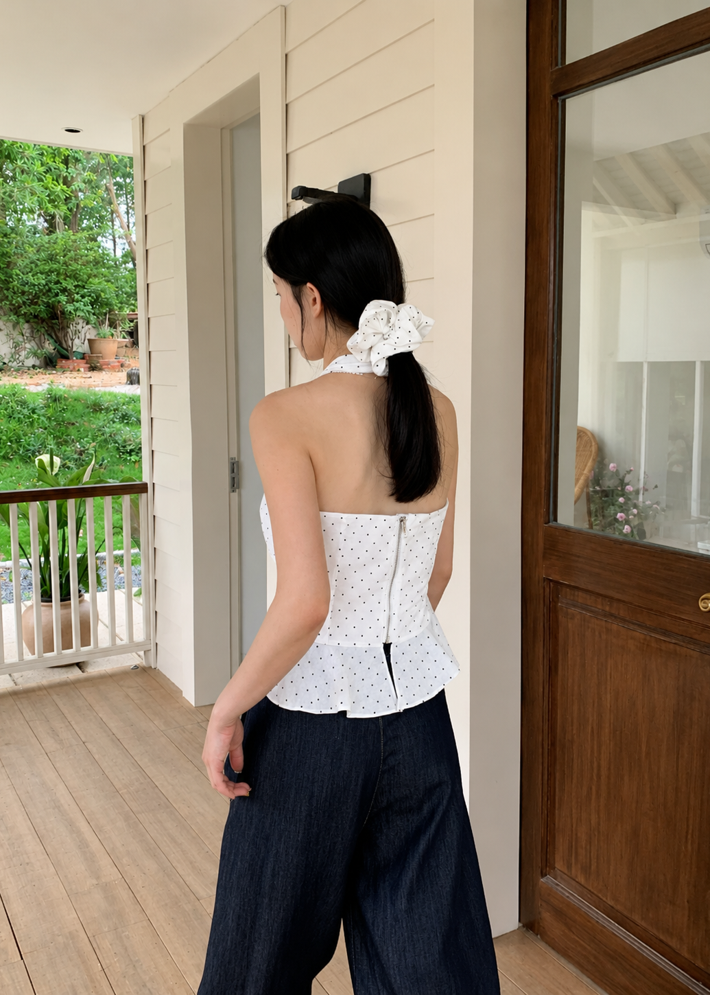 Harper Polka Top - White