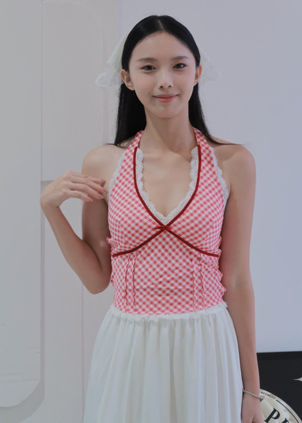 Chic Bow Halter Top - Red