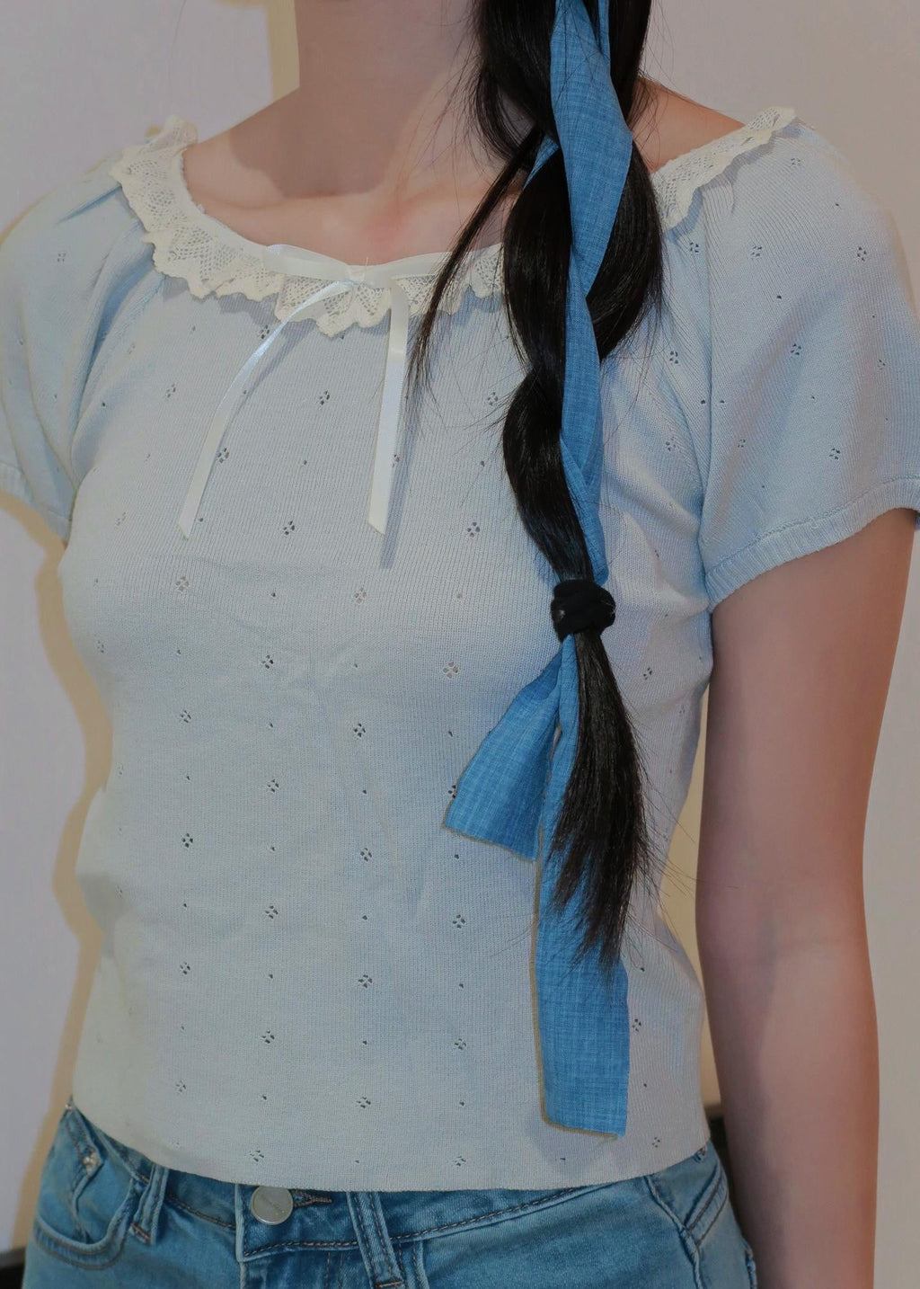 Puff Ruffle Top - Blue