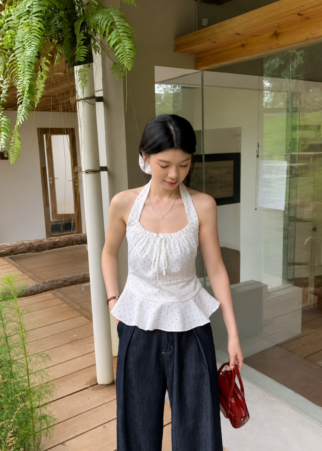 Harper Polka Top - White